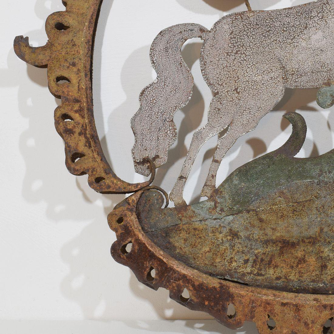 Französisch 18. Jahrhundert geschmiedet Eisen Folk Art Barock Tavern Zeichen (18. Jahrhundert und früher) im Angebot
