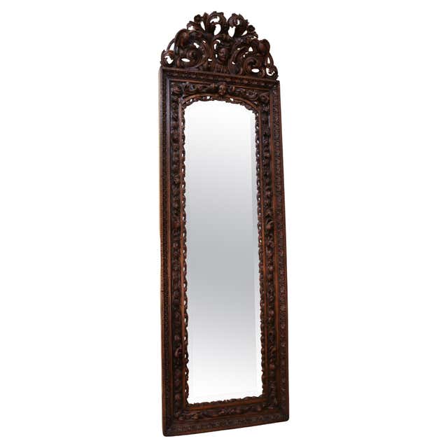 Antique French Facet-Cut Mirror in Carved Wood, circa 1850 For Sale at ...