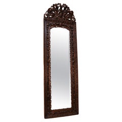 French 18th Century Foxed Mirror in Carved Wooden Frame