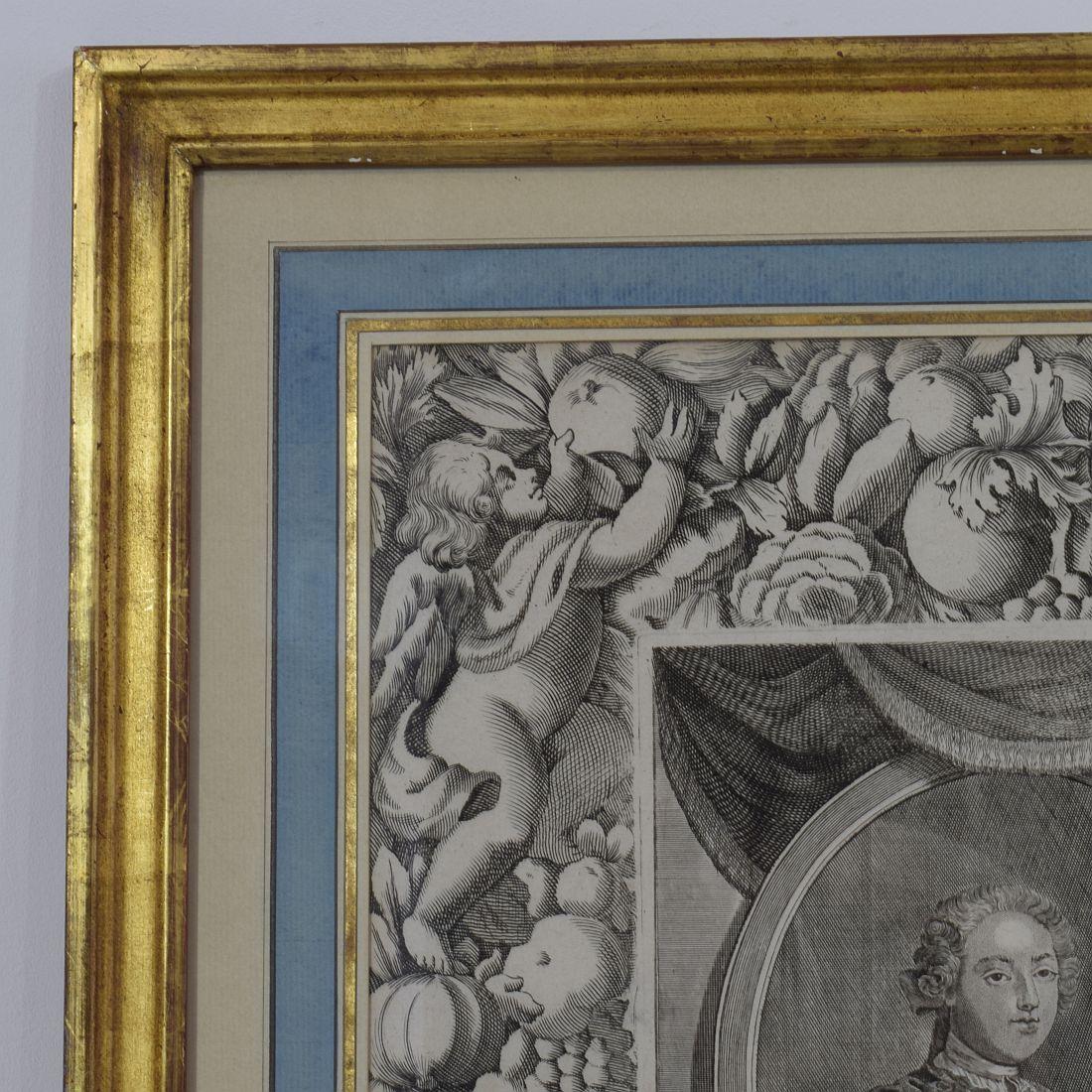 French 18th Century Framed Copper Engraving of Louis XV In Good Condition In Buisson, FR