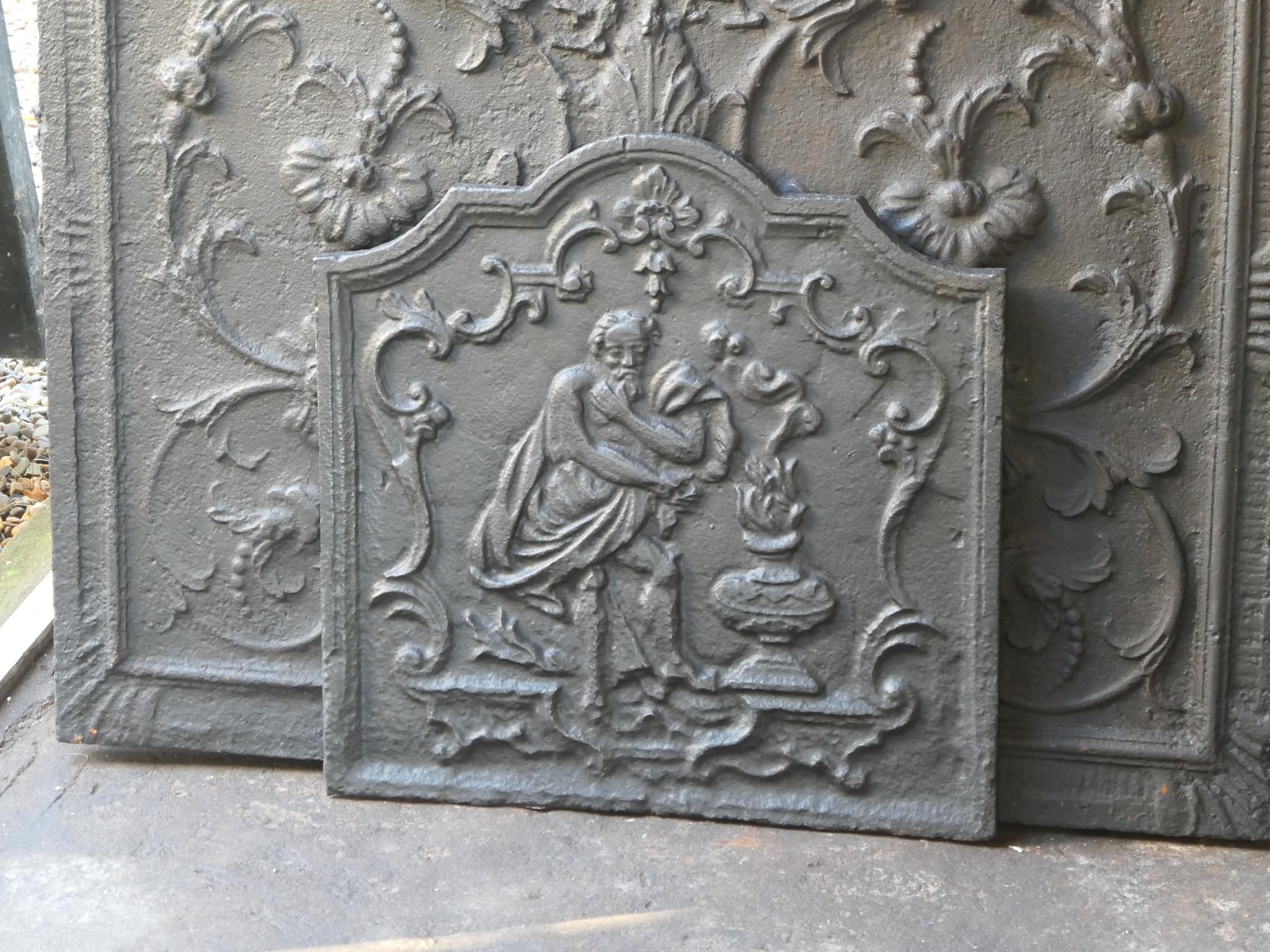 French 18th Century Louis XV 'Winter' Fireback / Backsplash In Good Condition For Sale In Amerongen, NL