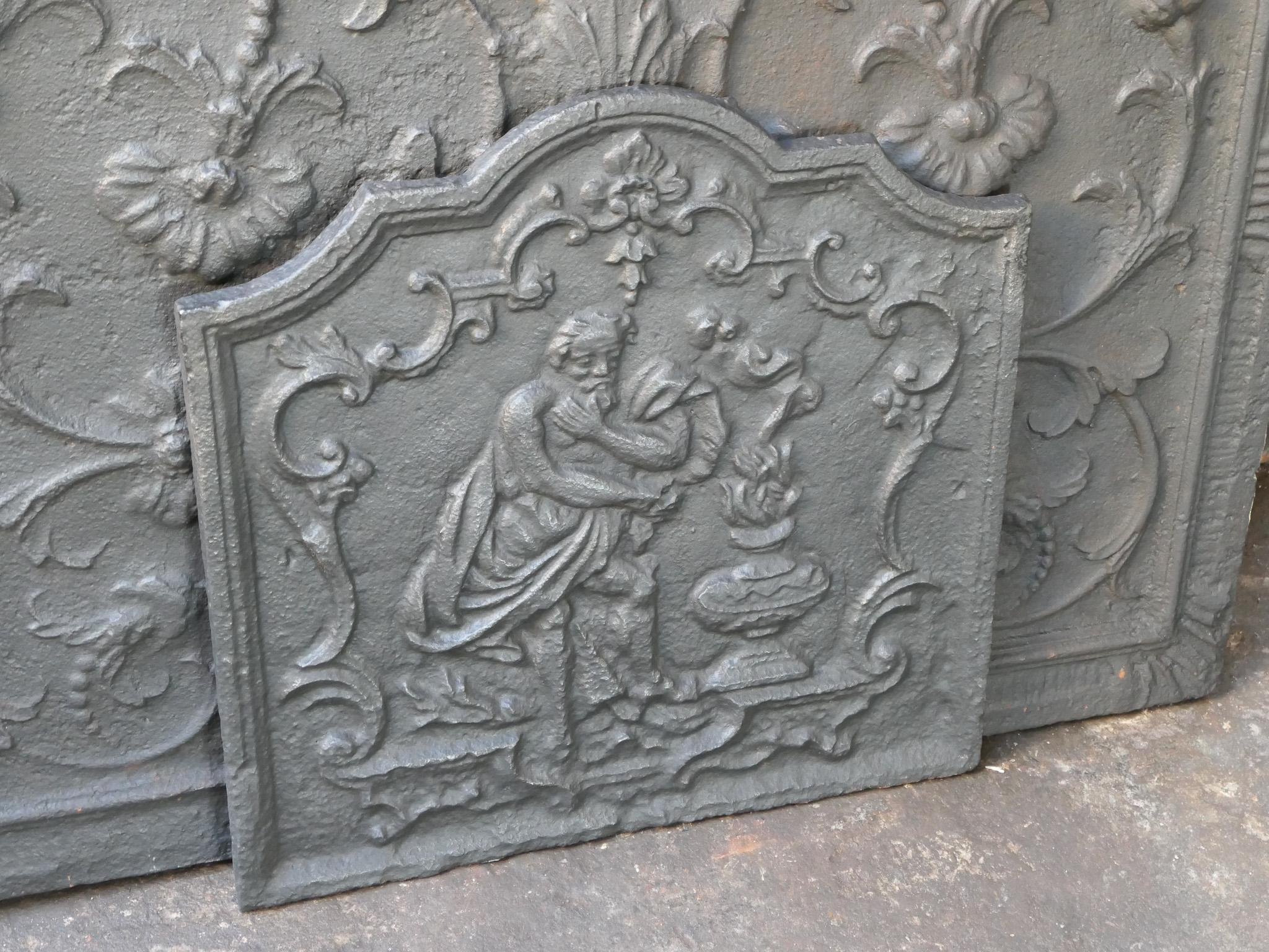 18th Century and Earlier French 18th Century Louis XV 'Winter' Fireback / Backsplash For Sale