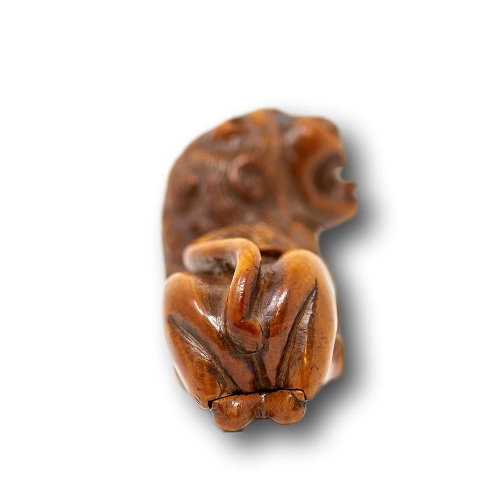 Hand-Carved French 18th Century Fruitwood Lion Snuff Box