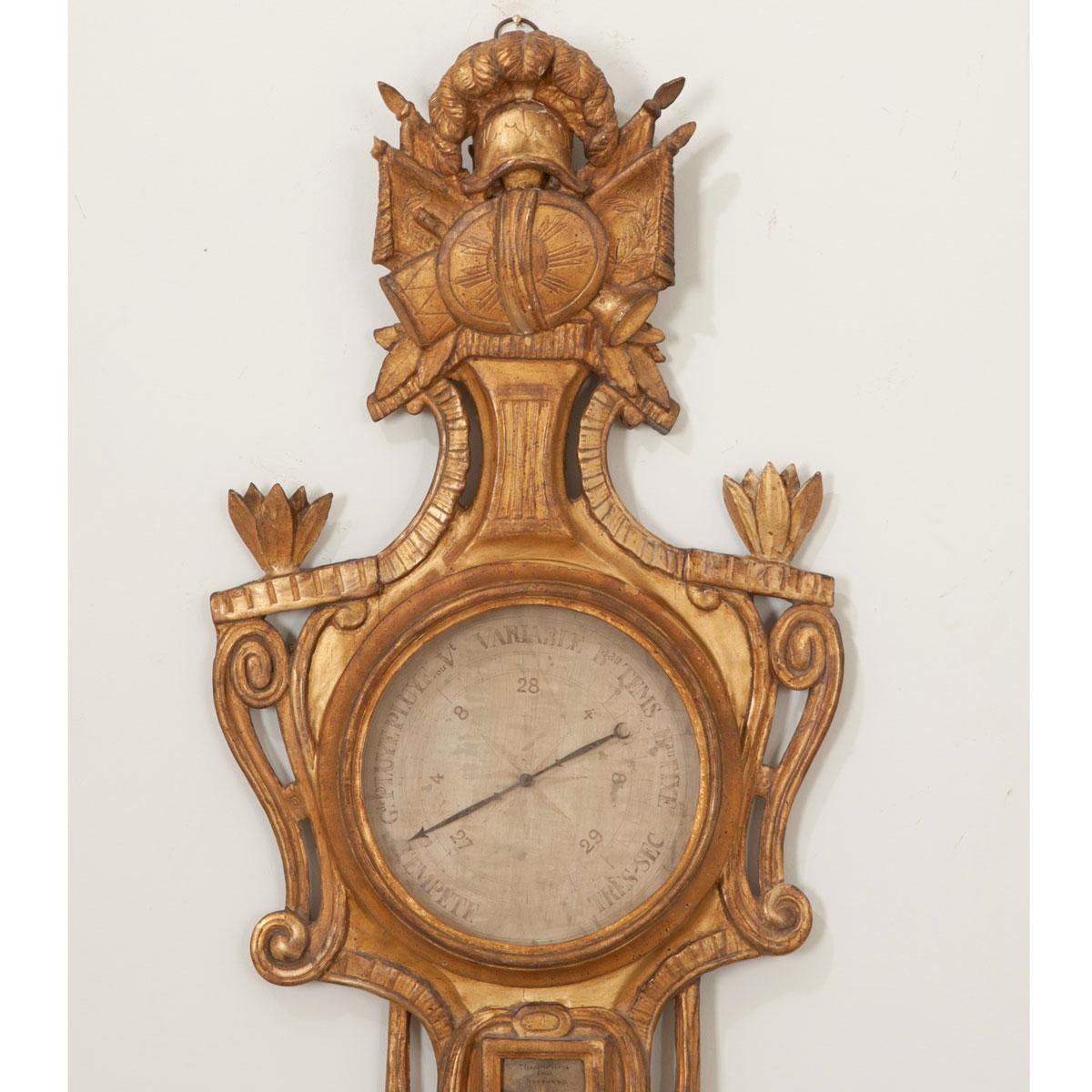 Louis XVI French 18th Century Gilt Barometer