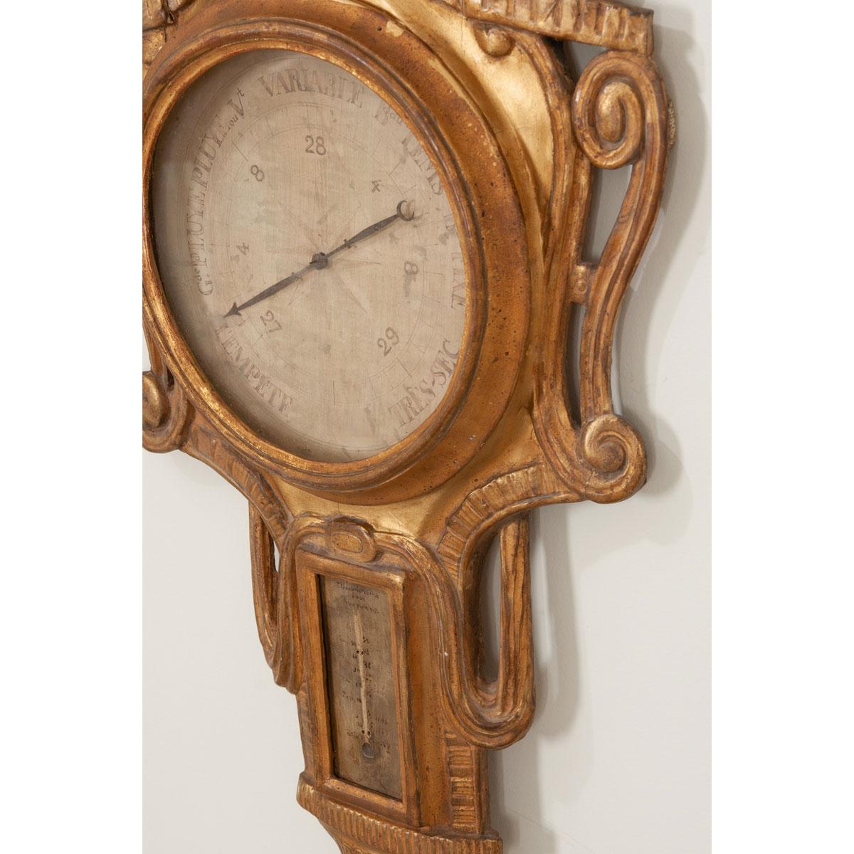 Hand-Carved French 18th Century Gilt Barometer