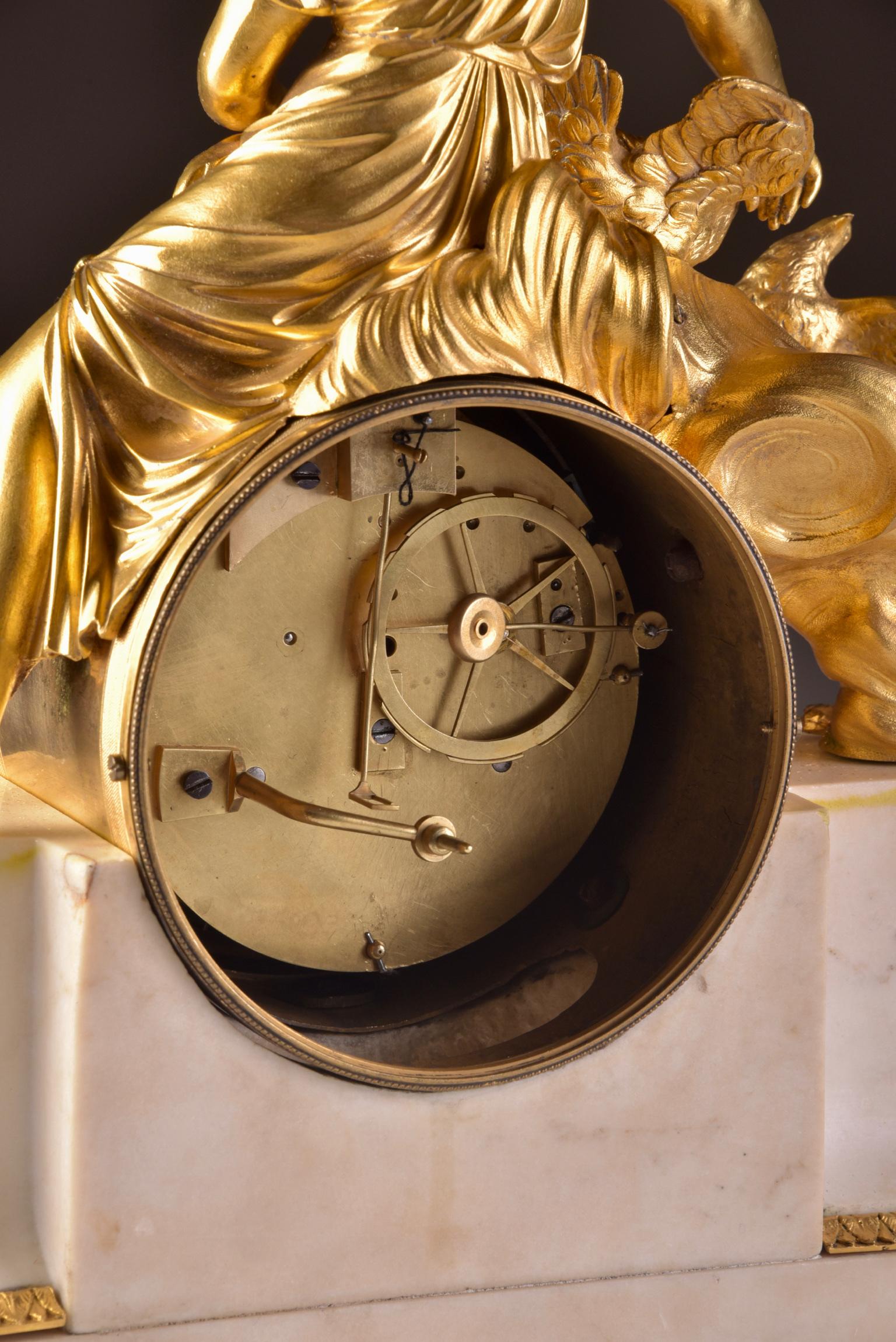French 18th Century Gilt Bronze and Marble Mantel Clock of Psyche 14