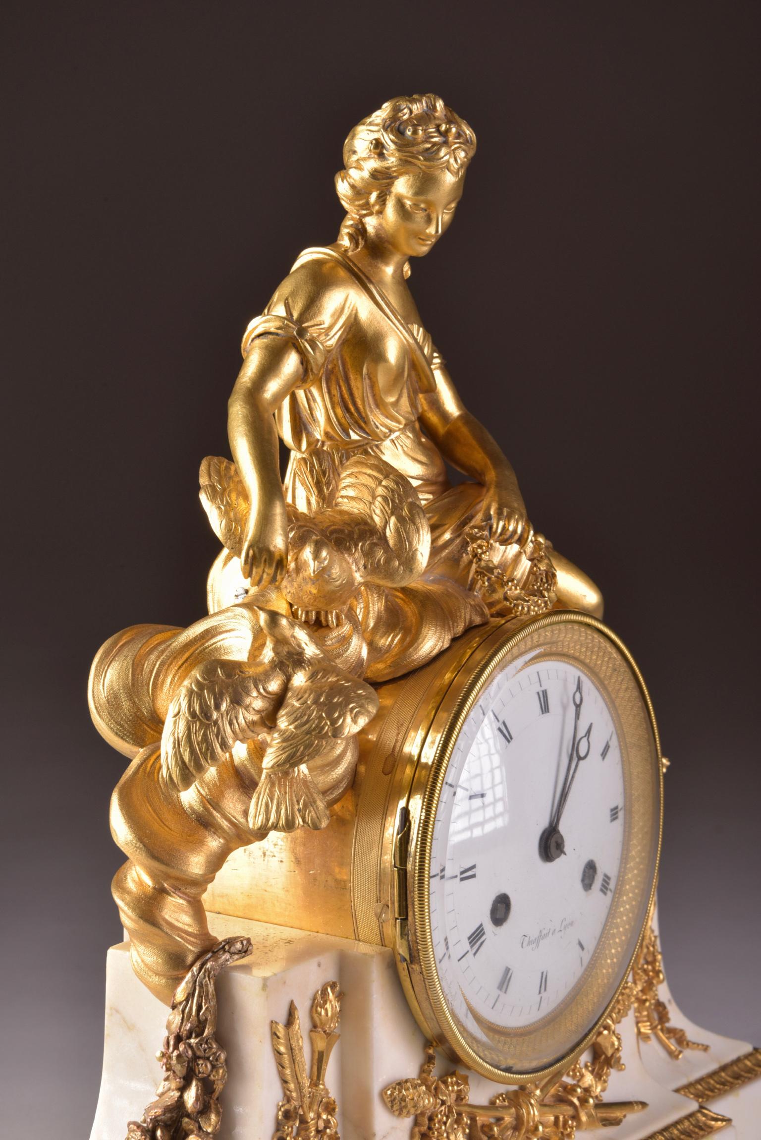 French 18th Century Gilt Bronze and Marble Mantel Clock of Psyche 16