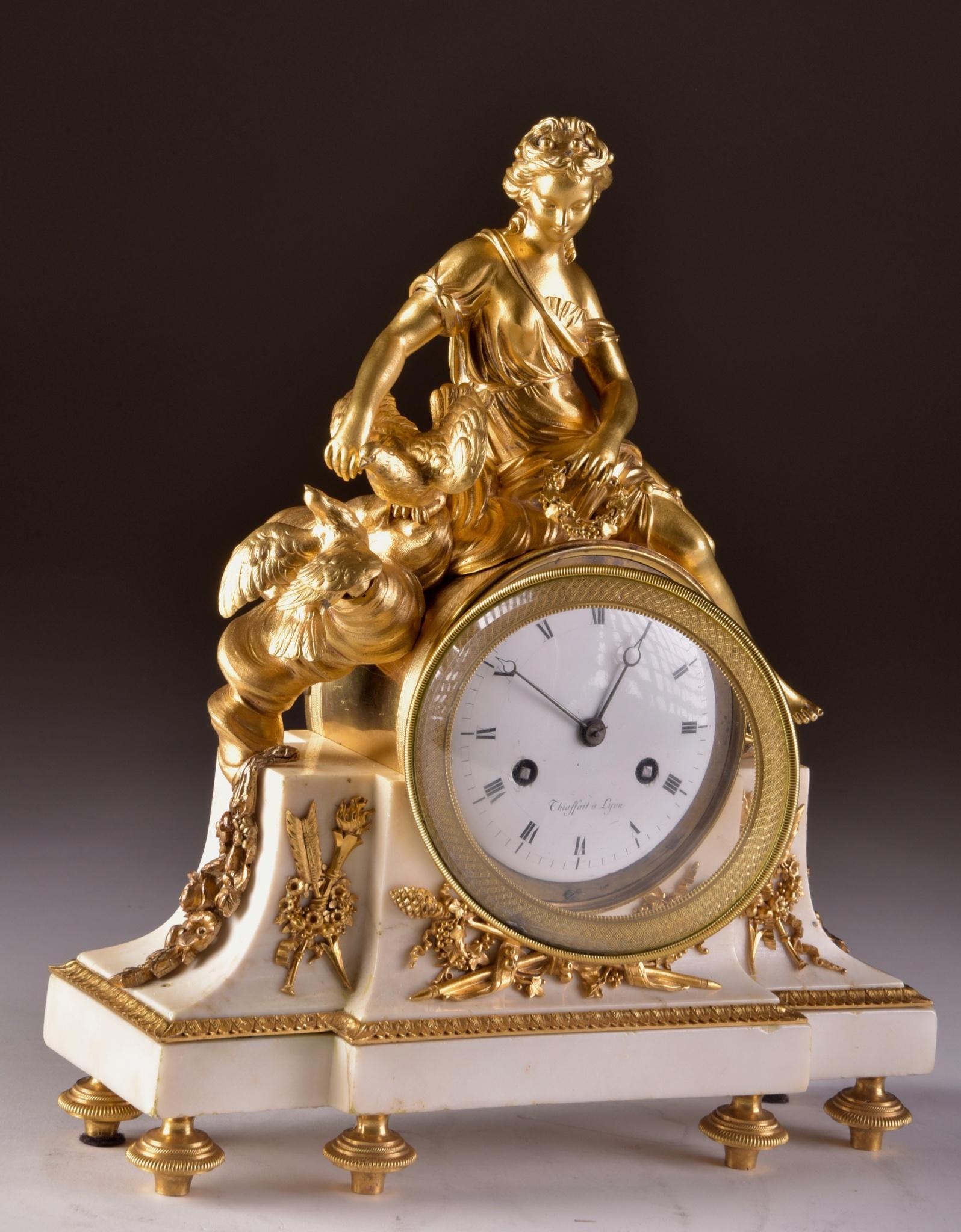French 18th Century Gilt Bronze and Marble Mantel Clock of Psyche 1