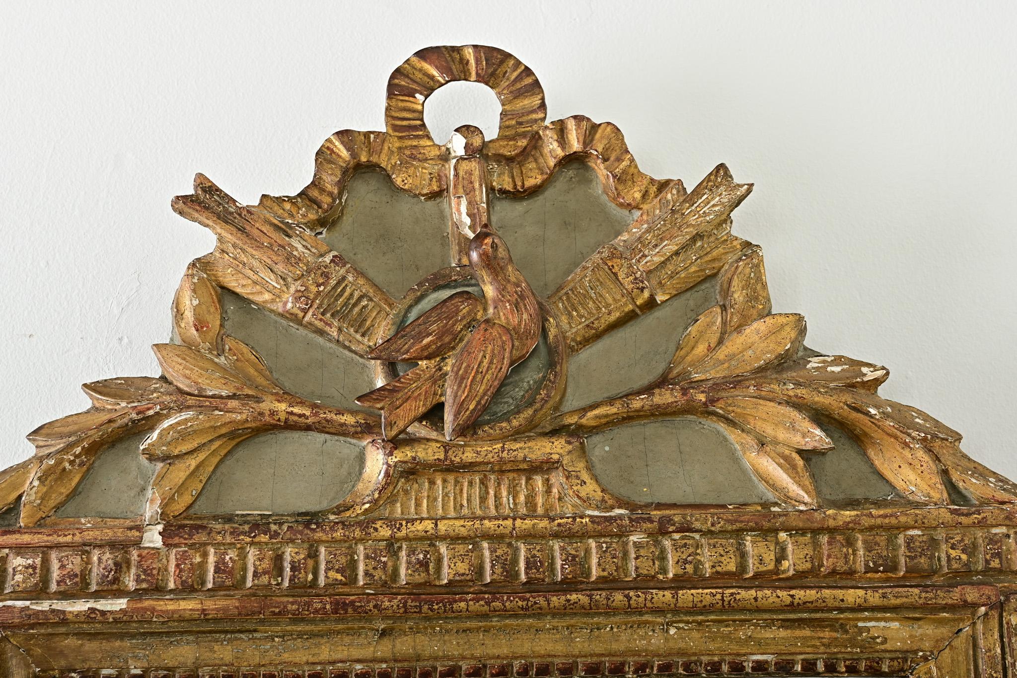 French 18th Century Gilt & Painted Trumeau Mirror For Sale 3