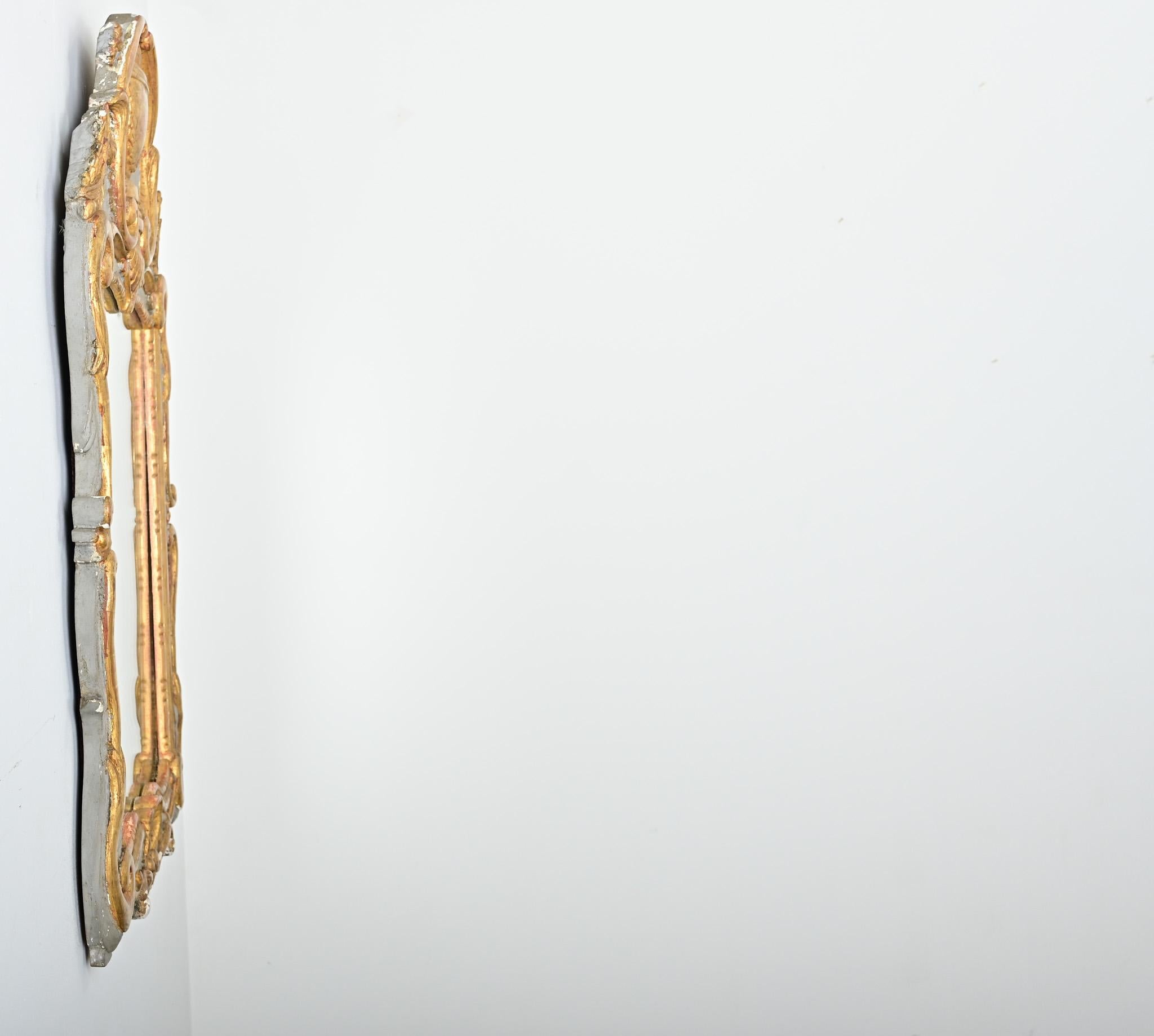 French 18th Century Gilt & Painted Trumeau Mirror For Sale 5