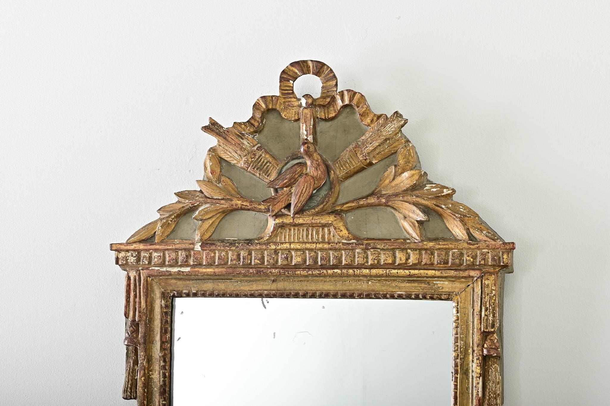 18th Century and Earlier French 18th Century Gilt & Painted Trumeau Mirror For Sale