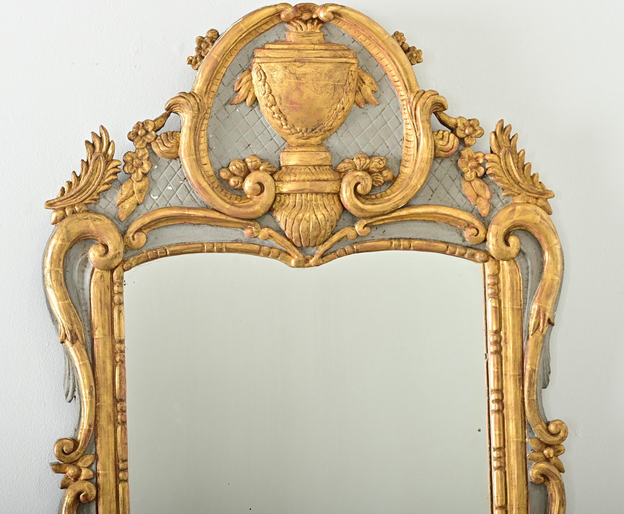 French 18th Century Gilt & Painted Trumeau Mirror For Sale 1