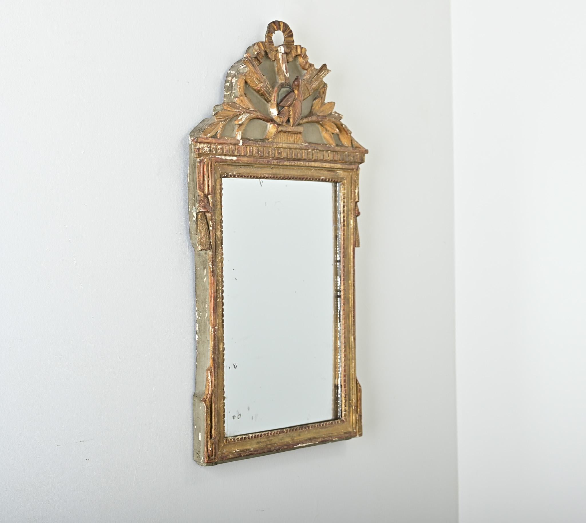 French 18th Century Gilt & Painted Trumeau Mirror For Sale 2