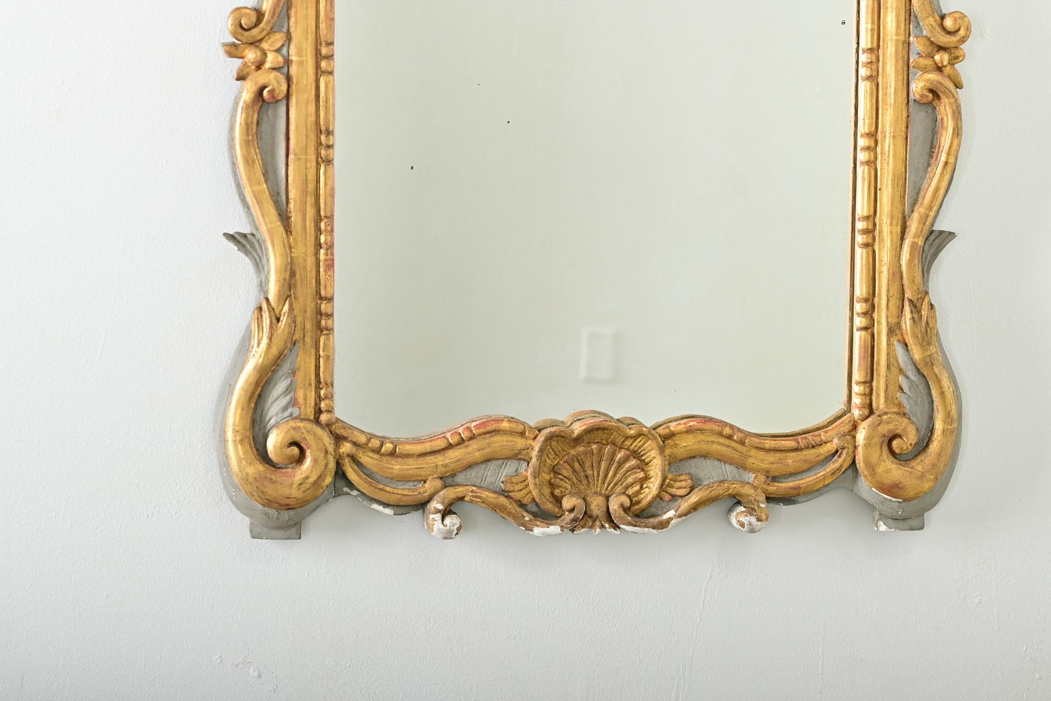 French 18th Century Gilt & Painted Trumeau Mirror For Sale 2