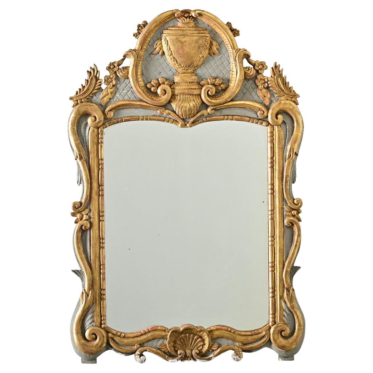 French 18th Century Gilt & Painted Trumeau Mirror