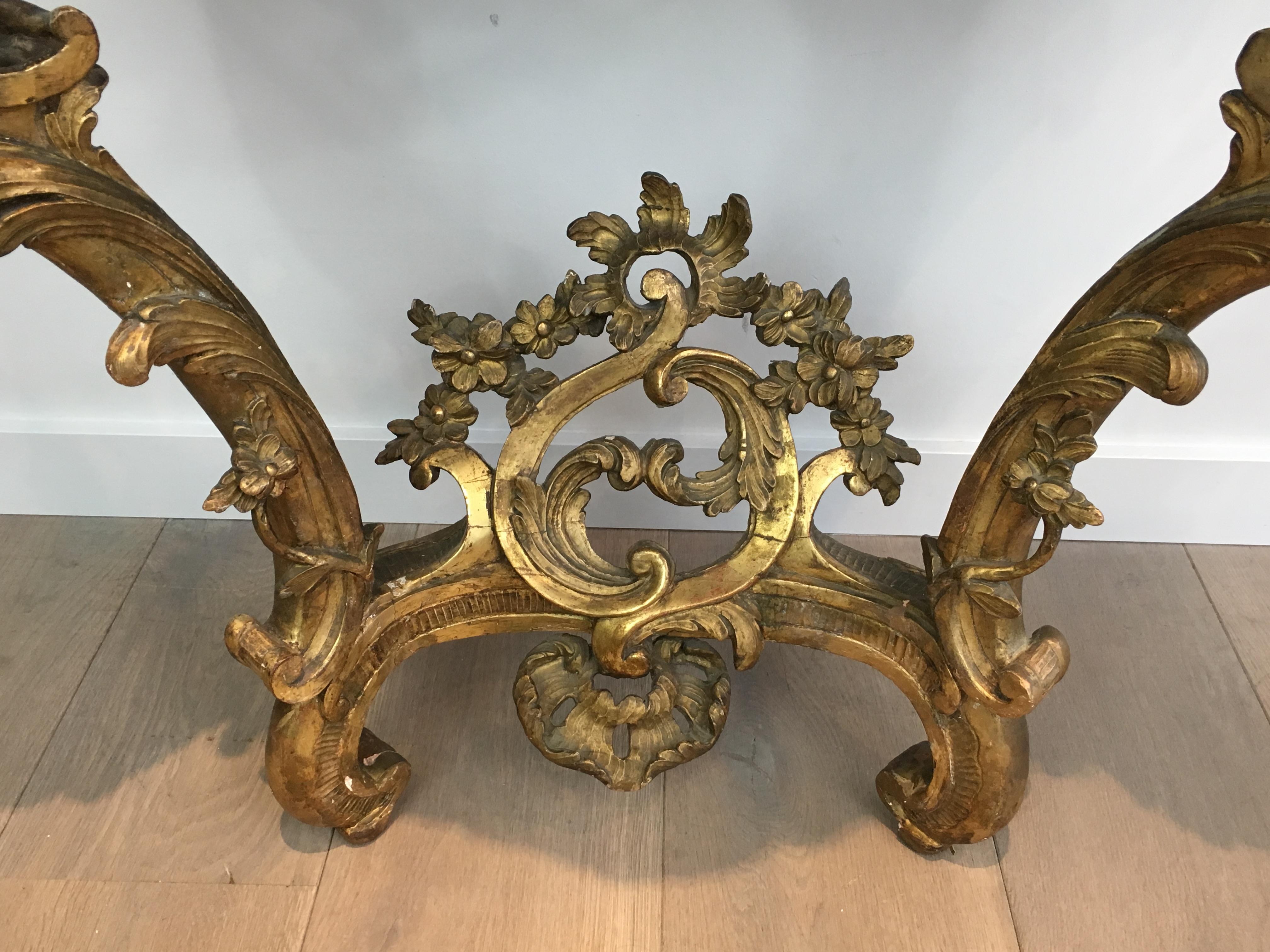 French 18th Century Giltwood Console Table with Red Marble Top, Louis XV Period For Sale 3