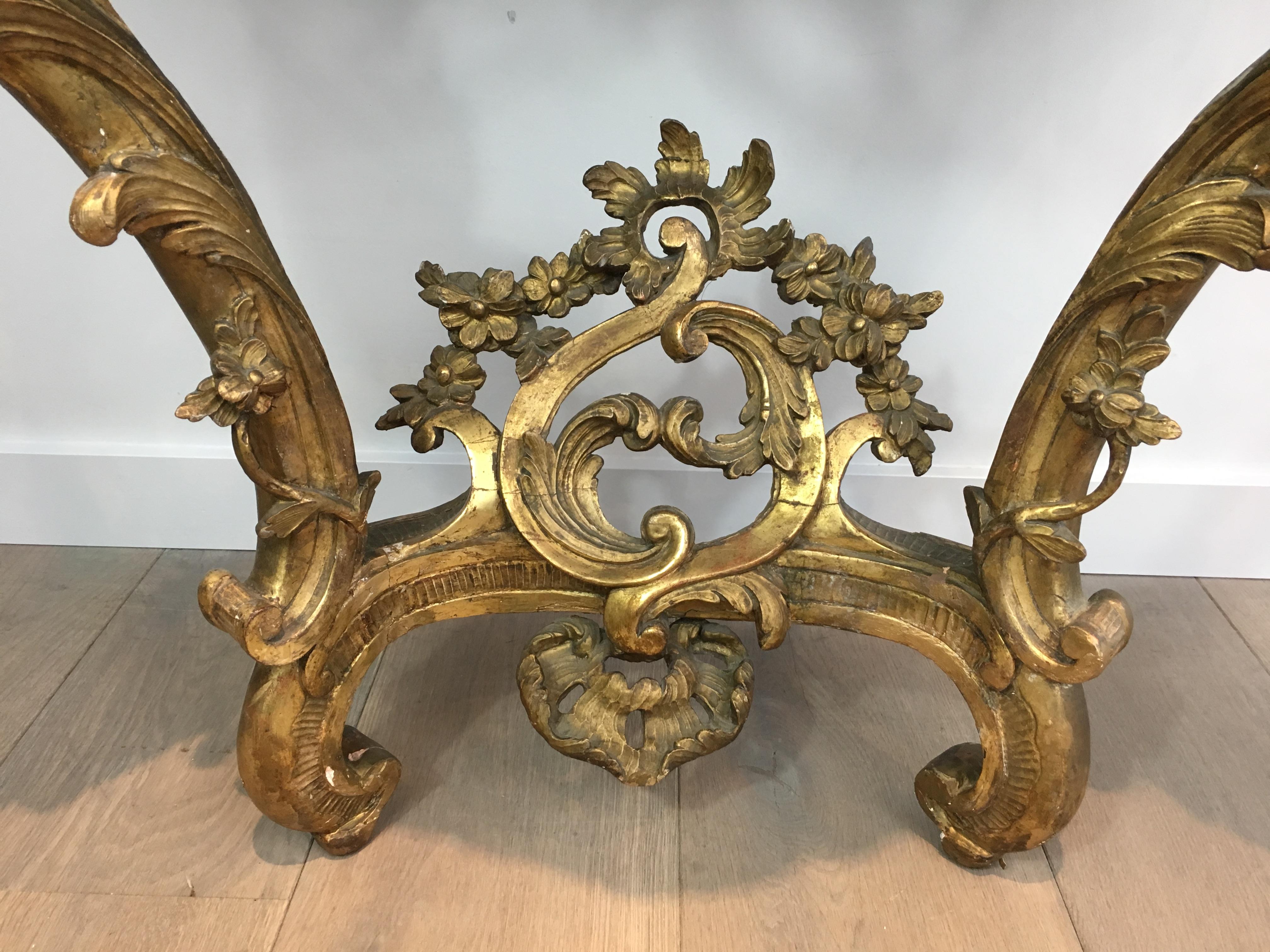 French 18th Century Giltwood Console Table with Red Marble Top, Louis XV Period For Sale 4