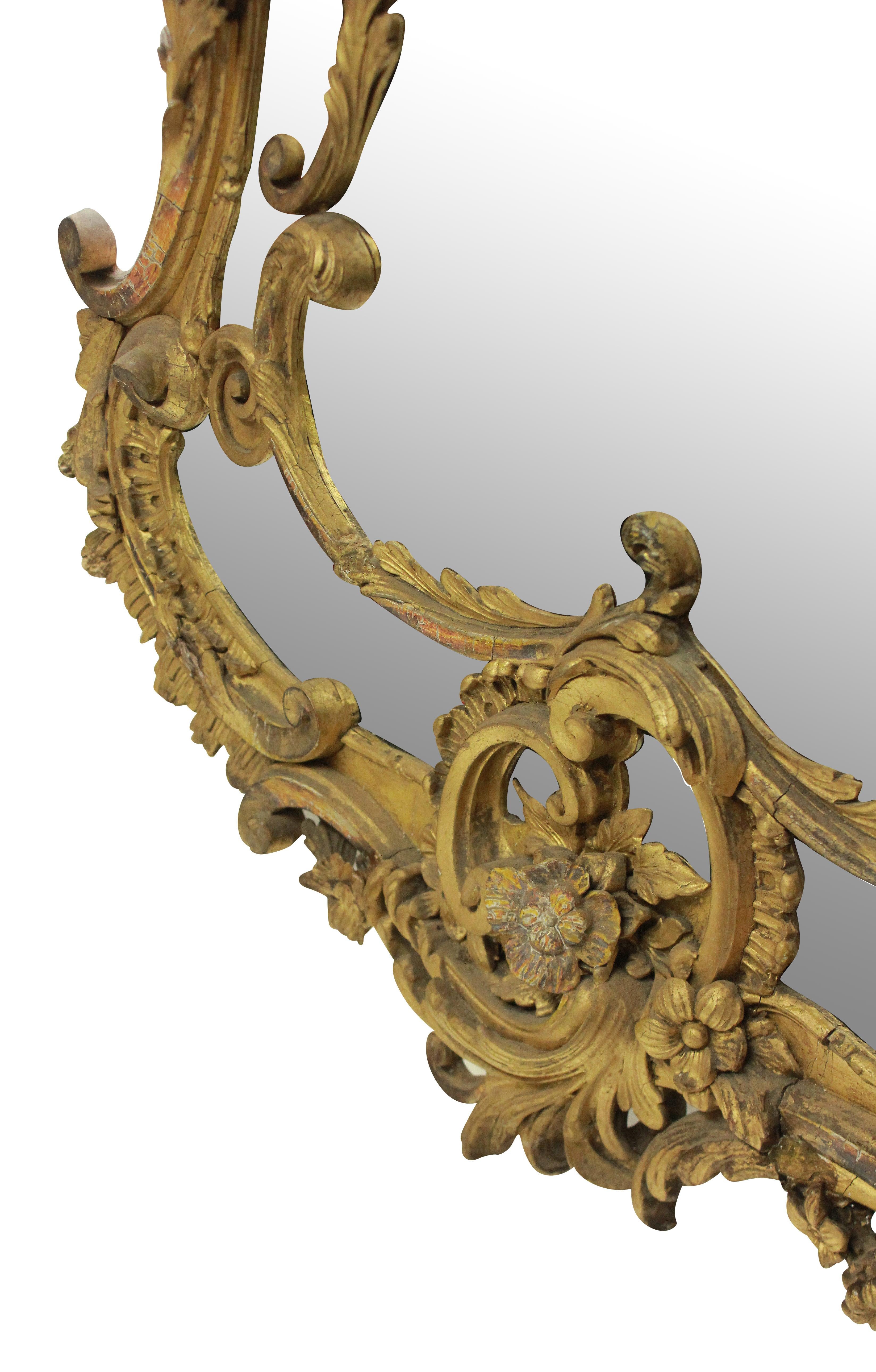 French 18th Century Giltwood Rococo Mirror In Good Condition In London, GB