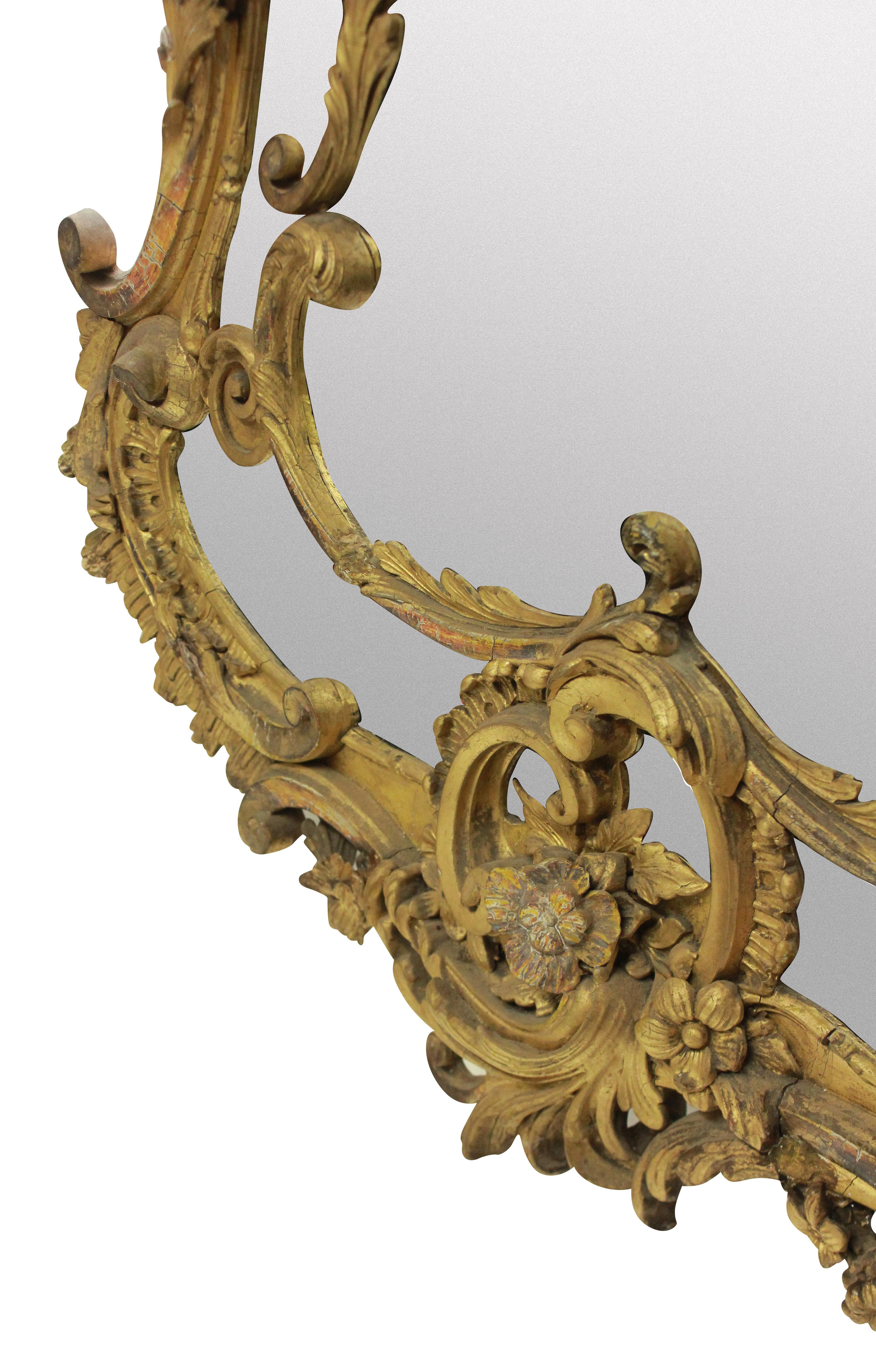 French 18th Century Giltwood Rococo Mirror In Good Condition In London, GB