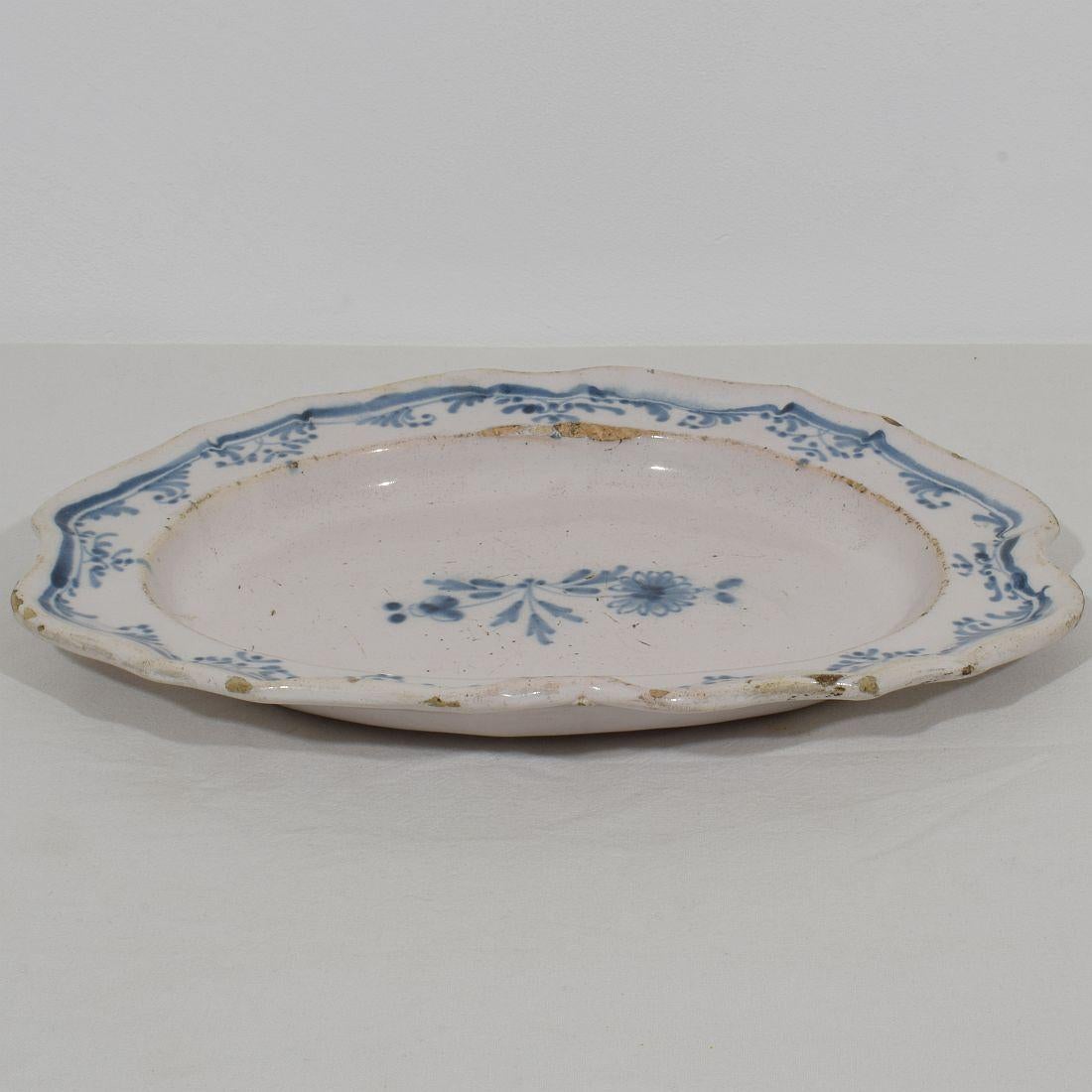 French, 18th Century Glazed Earthenware Rouen Platter For Sale 6