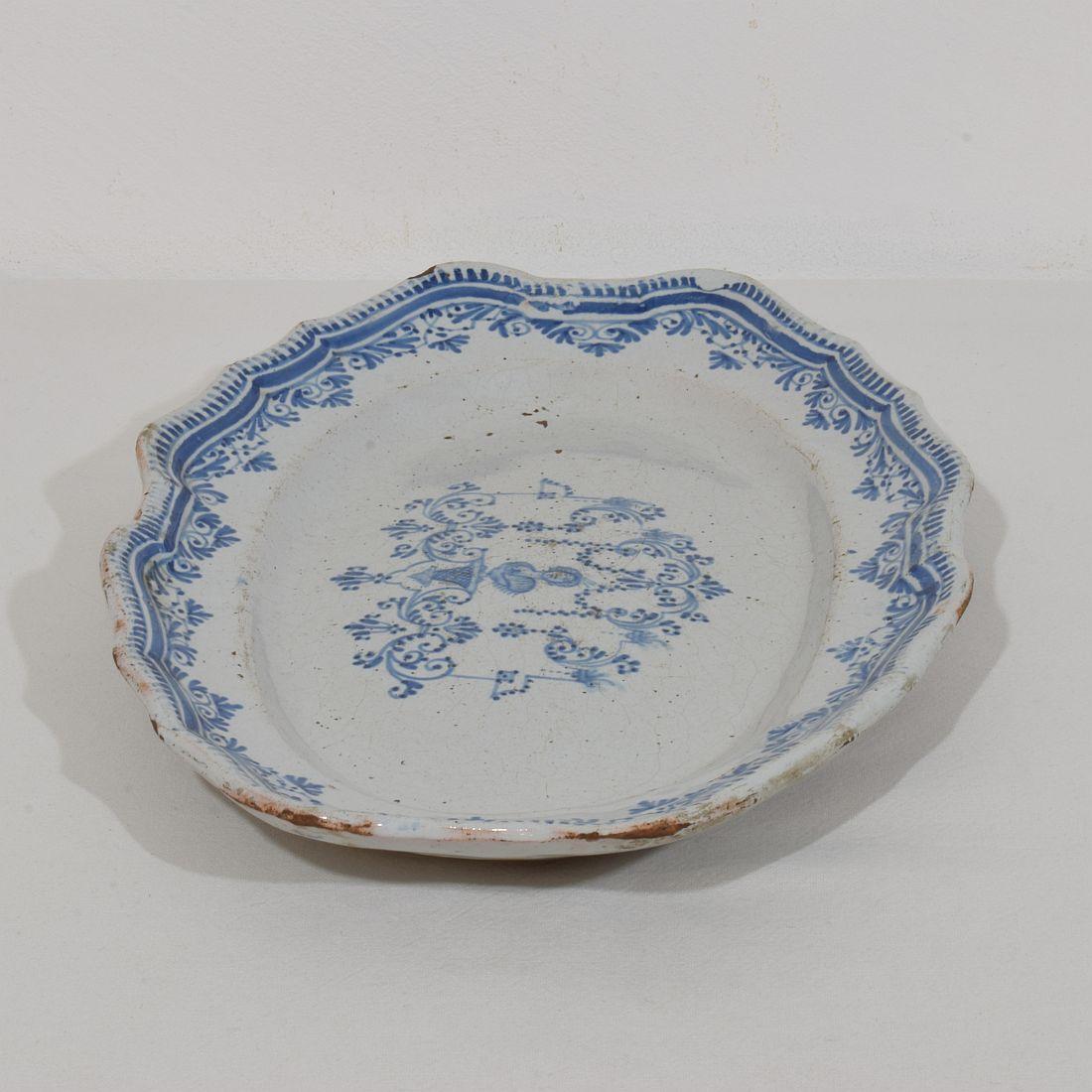 French, 18th Century Glazed Earthenware Rouen Platter  For Sale 5