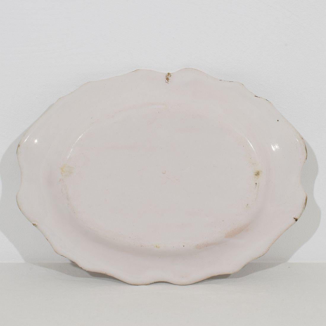 French, 18th Century Glazed Earthenware Rouen Platter For Sale 8
