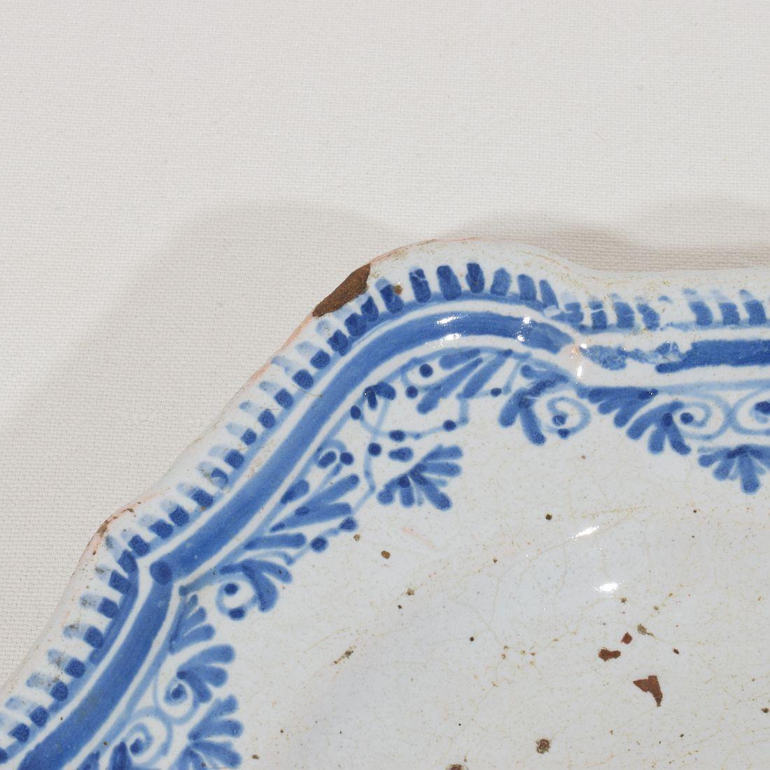 French, 18th Century Glazed Earthenware Rouen Platter  For Sale 7