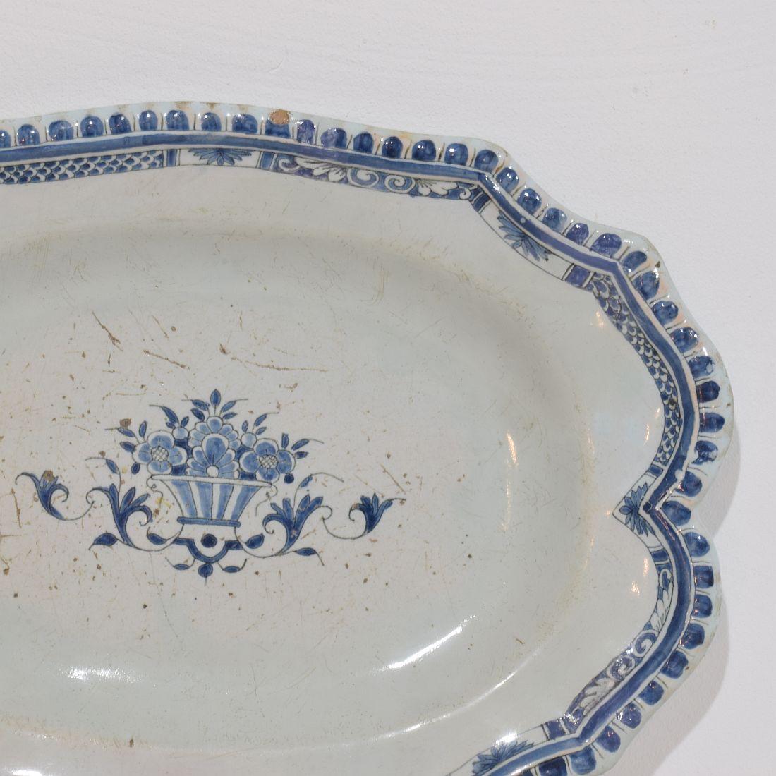 French Provincial French, 18th Century Glazed Earthenware Rouen Platter For Sale