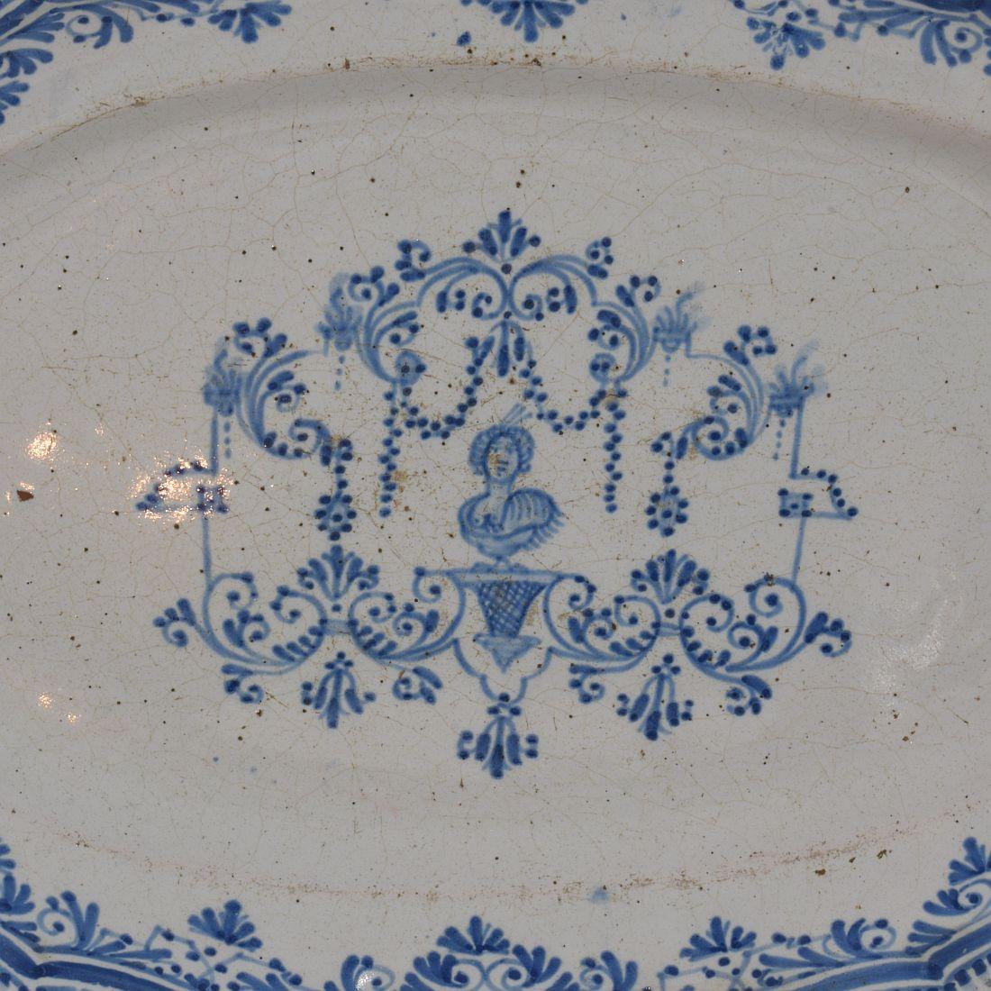 18th Century and Earlier French, 18th Century Glazed Earthenware Rouen Platter  For Sale