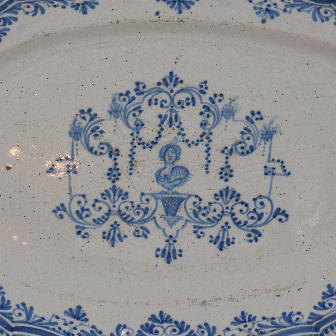18th Century and Earlier French, 18th Century Glazed Earthenware Rouen Platter For Sale