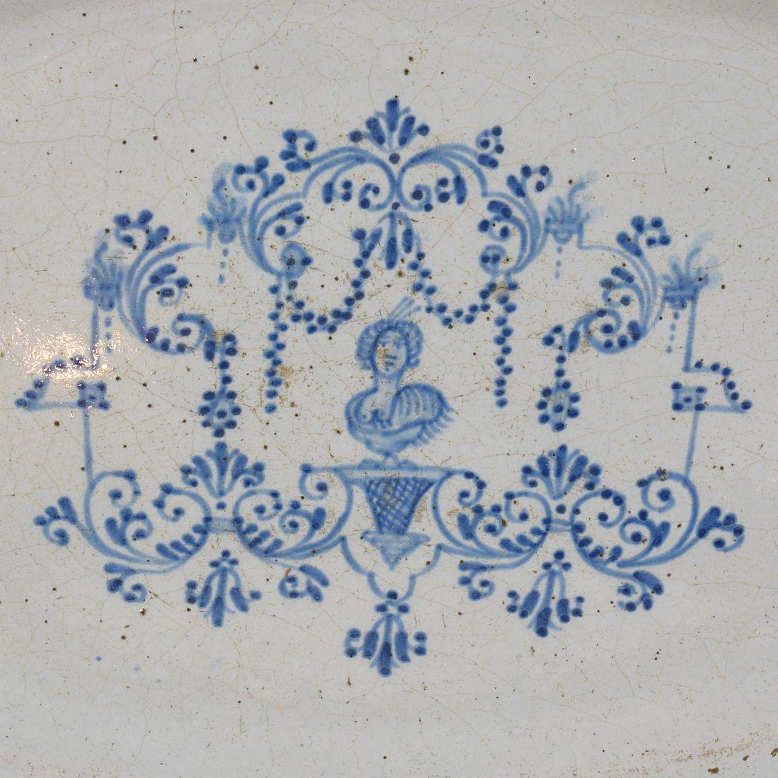 French, 18th Century Glazed Earthenware Rouen Platter For Sale 1