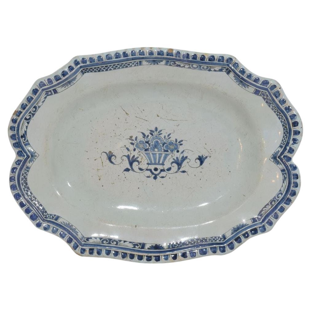 French, 18th Century Glazed Earthenware Rouen Platter For Sale
