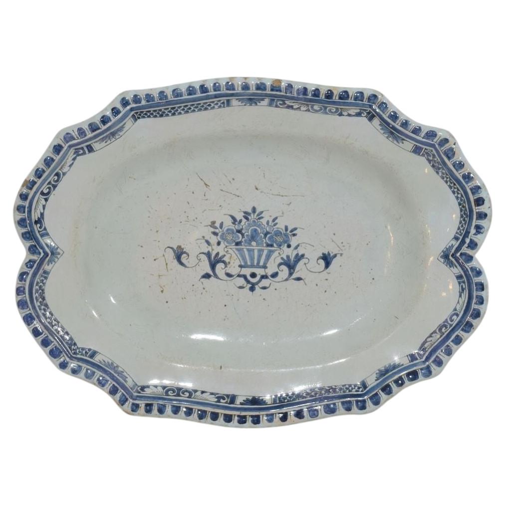 French, 18th Century Glazed Earthenware Rouen Platter For Sale