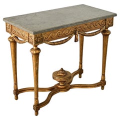 French 18th Century Gold Gilt Console with Marble Top