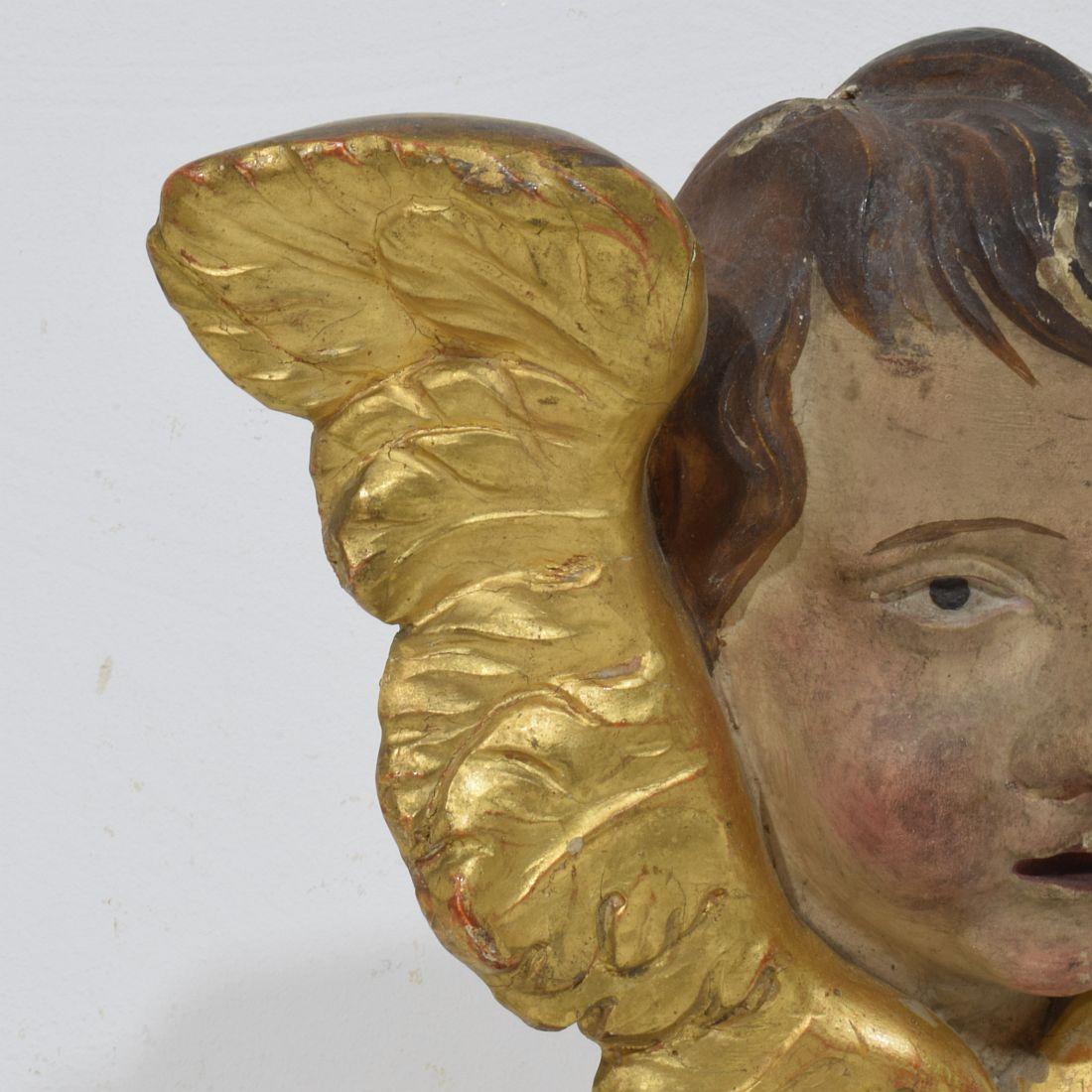 Francese del 18° secolo intagliato a mano  Testa d'angelo alata barocca in vendita 3