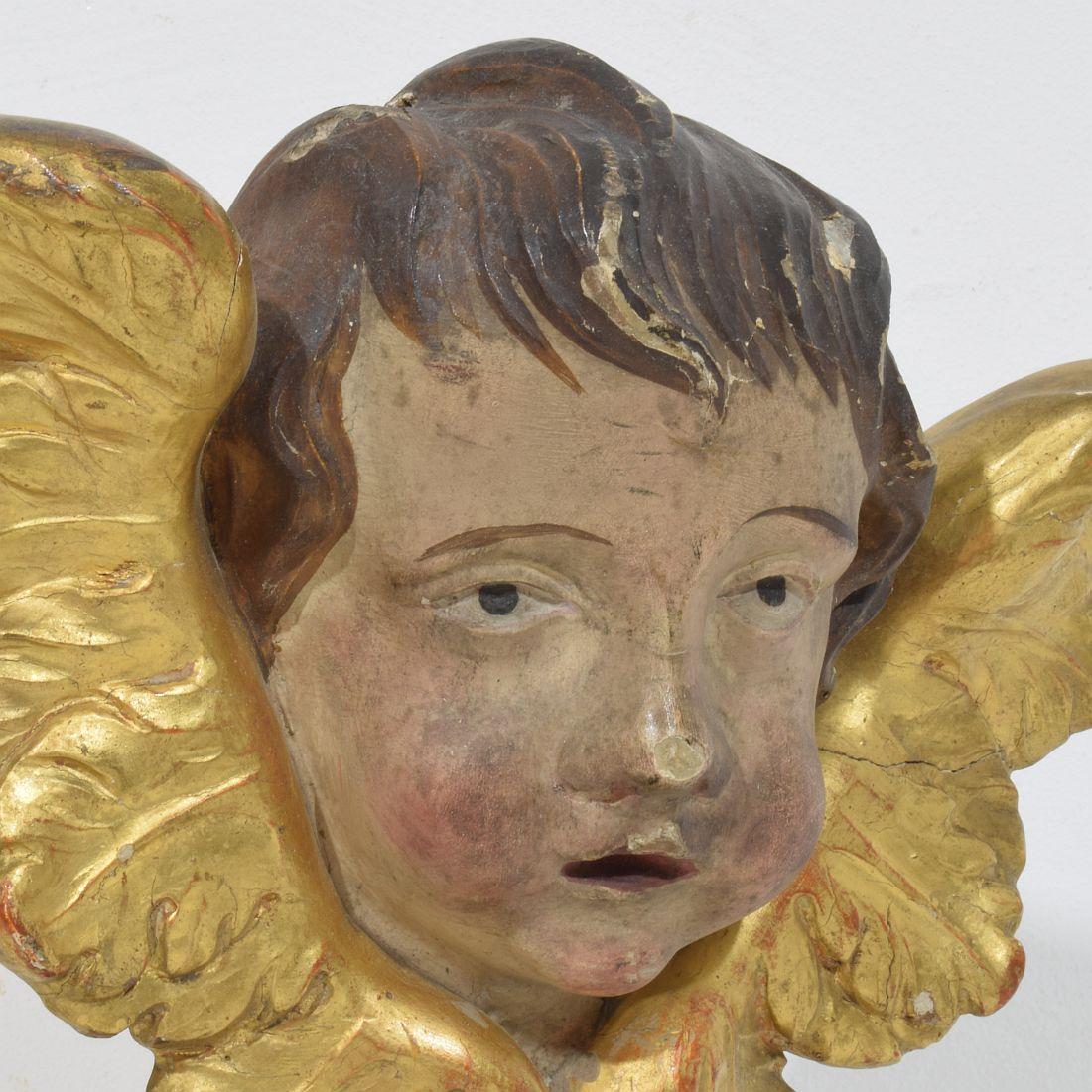 Francese del 18° secolo intagliato a mano  Testa d'angelo alata barocca in vendita 2