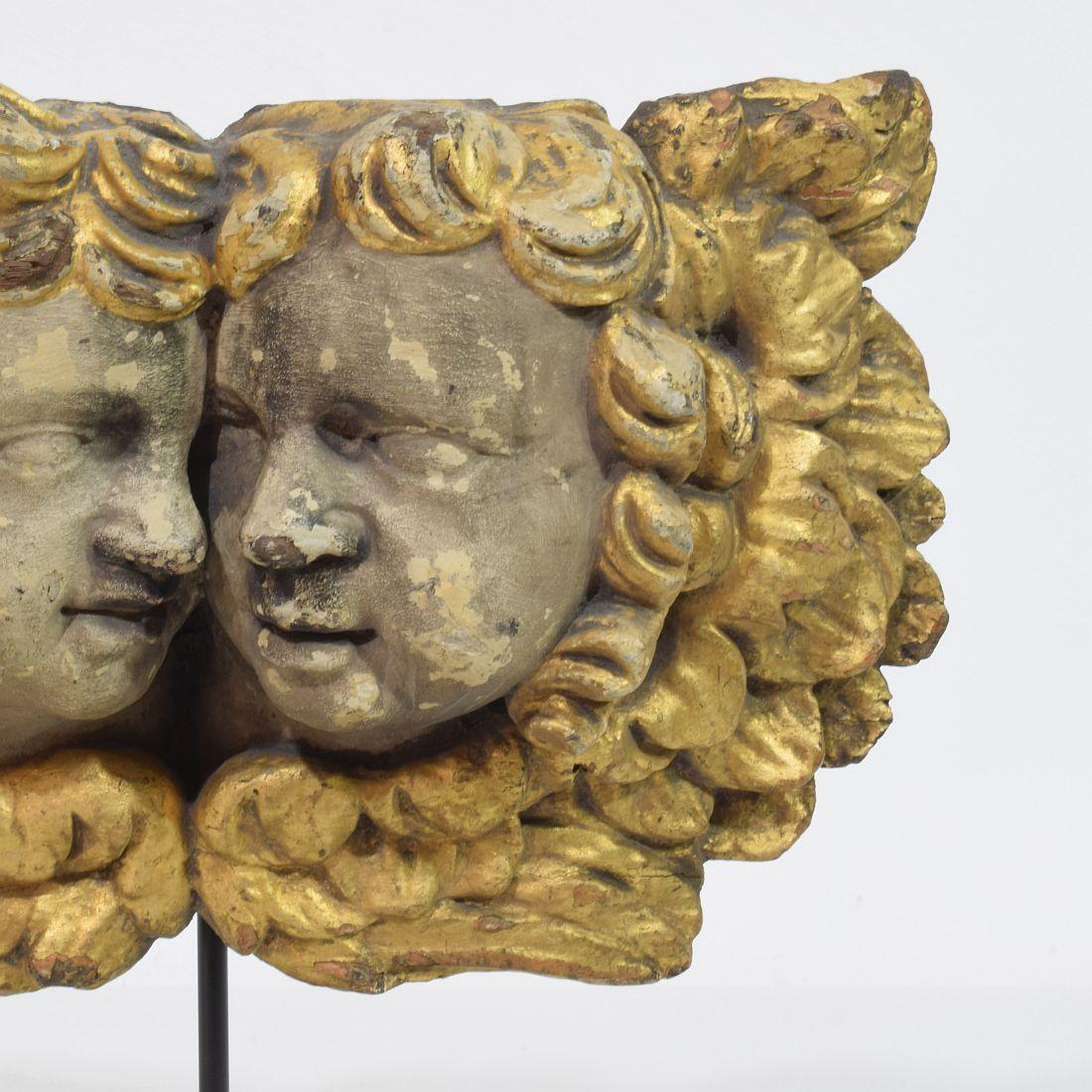 French 18th Century Hand Carved  Baroque Winged Angel Heads 5