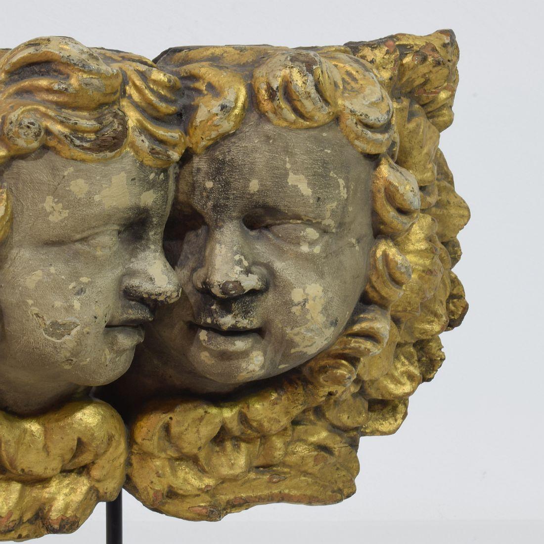 French 18th Century Hand Carved  Baroque Winged Angel Heads 6