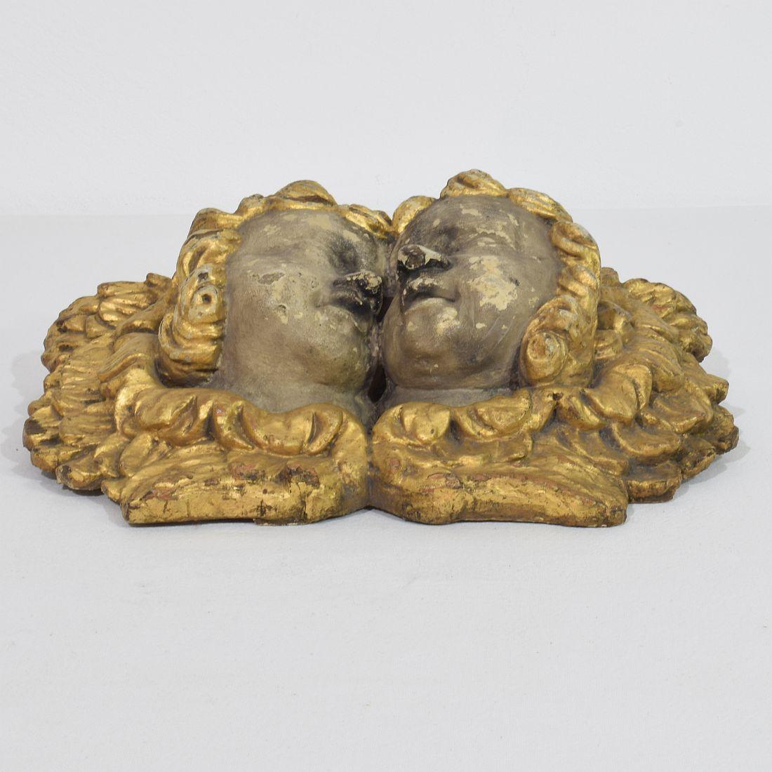 French 18th Century Hand Carved  Baroque Winged Angel Heads 9