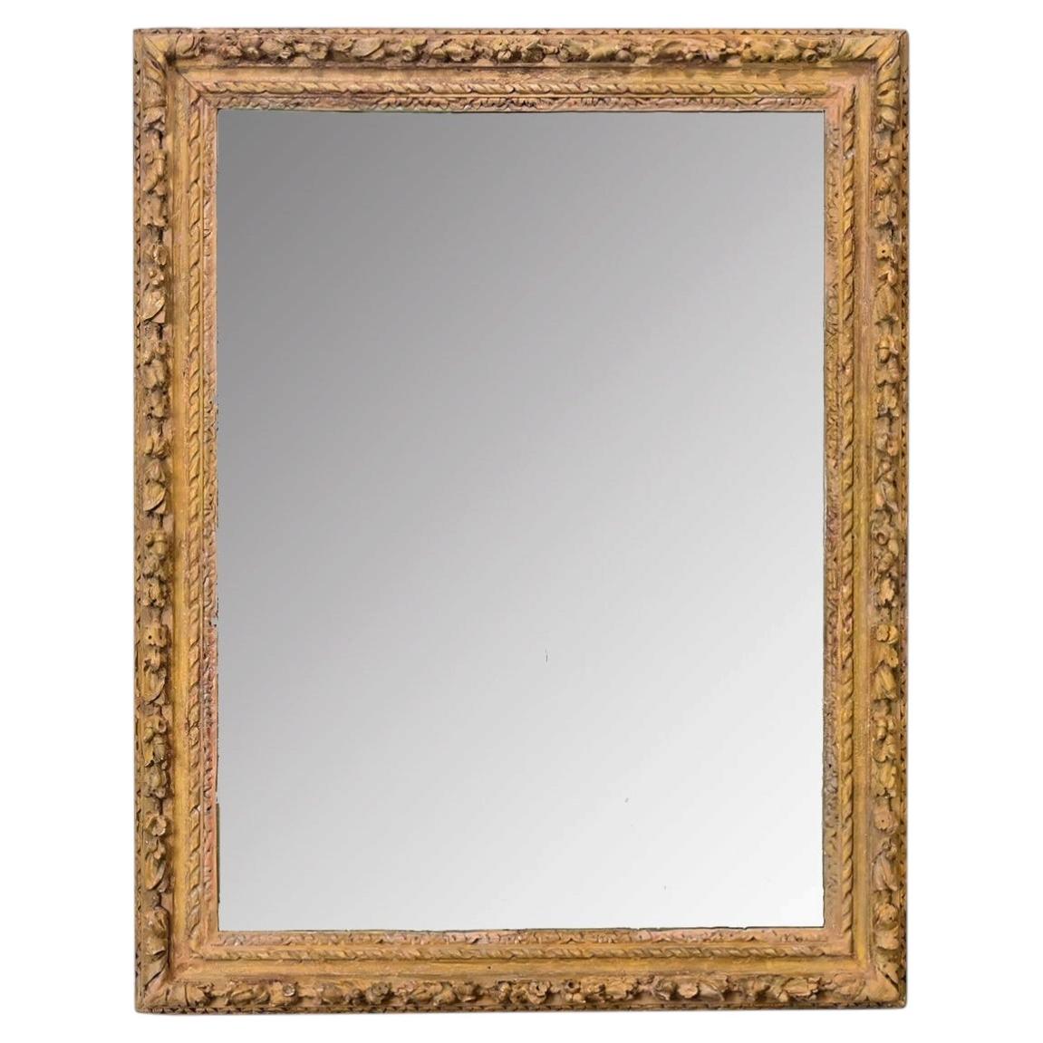 French 18th Century Hand-Carved Frame with New Mirror Plate