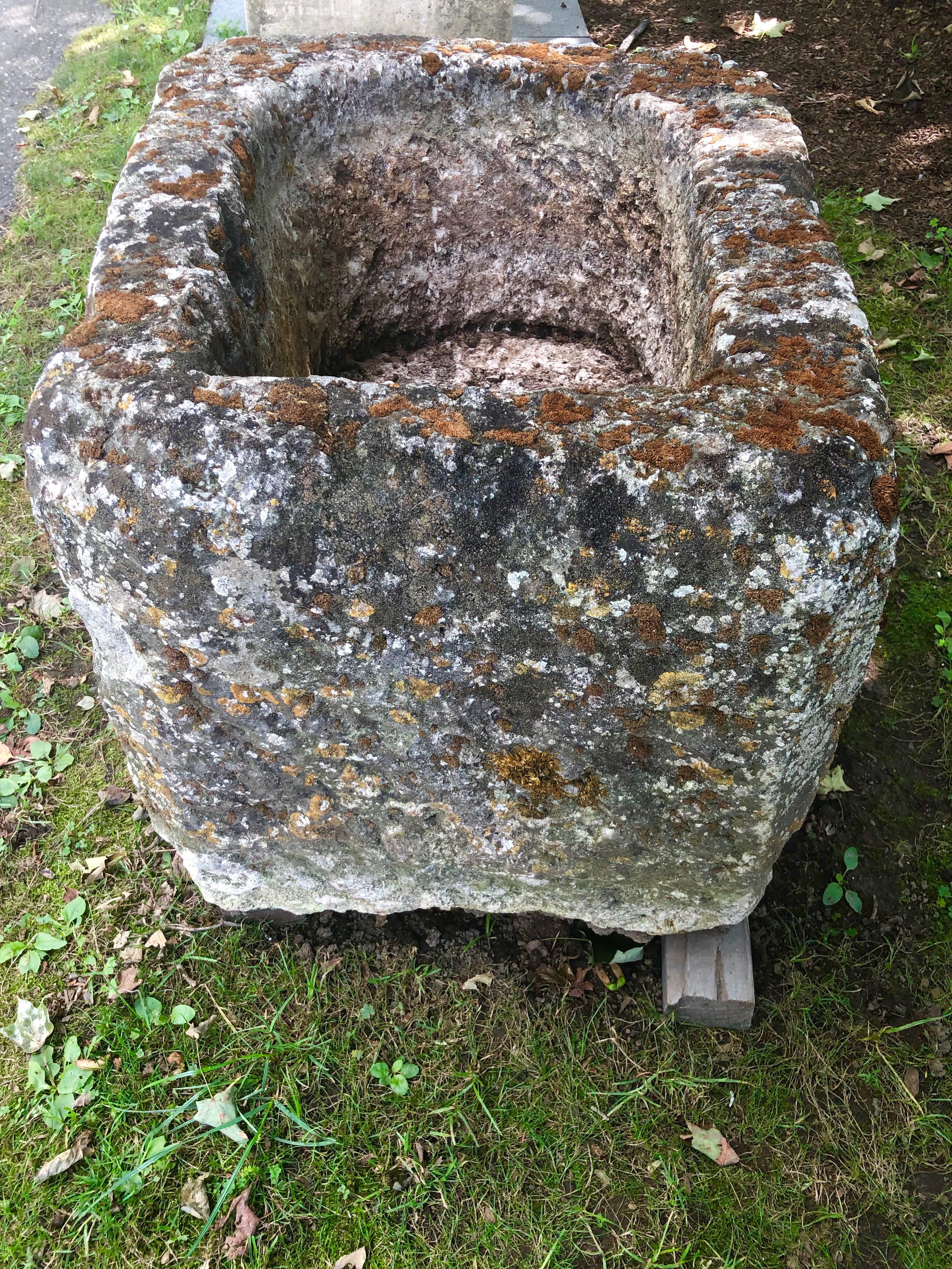 French 18th Century Hand Carved Limestone Trough, Originally Used to Press Hams In Good Condition In Woodbury, CT