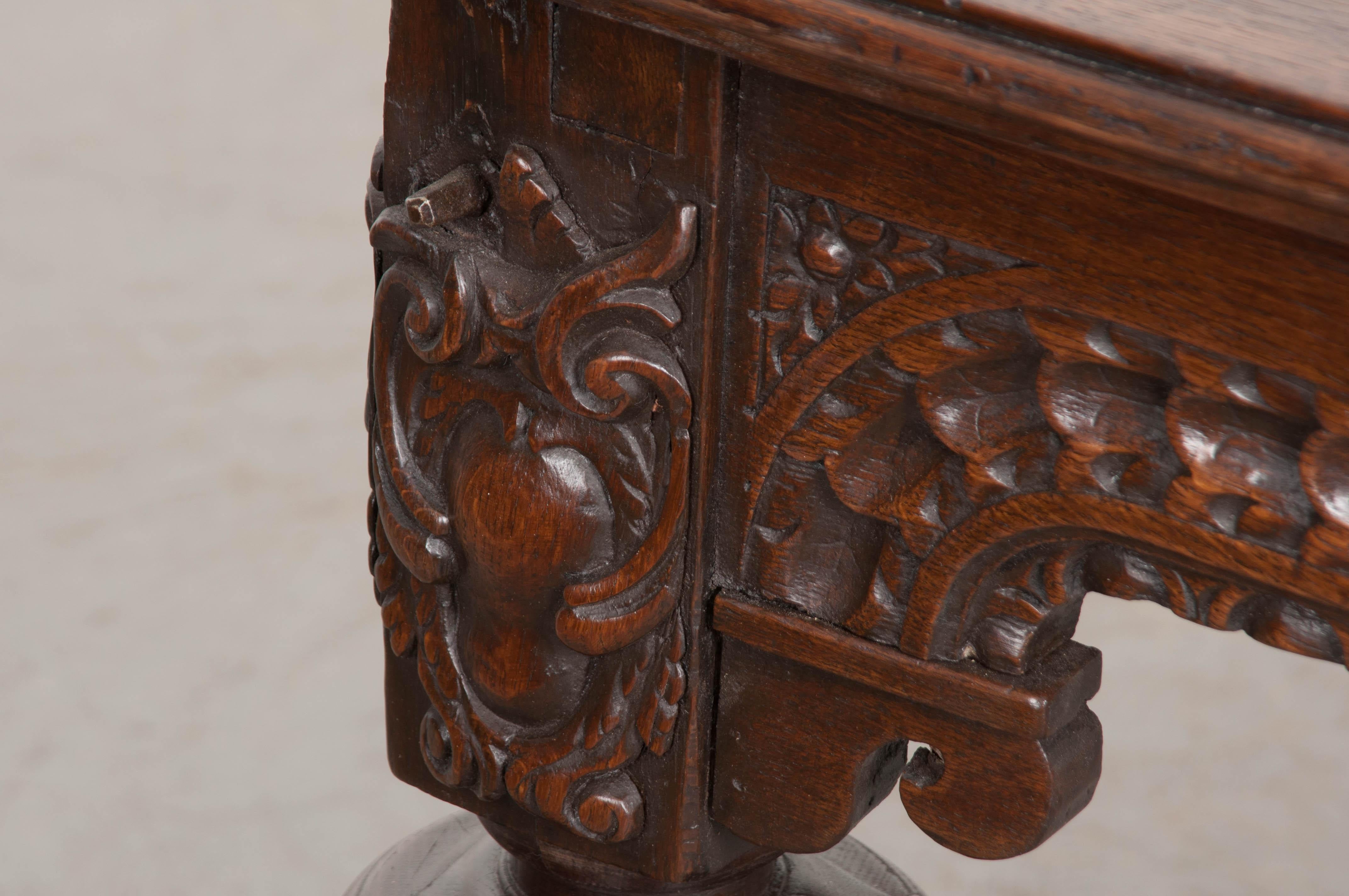 French 18th Century Hand Carved Oak Refectory Table 4
