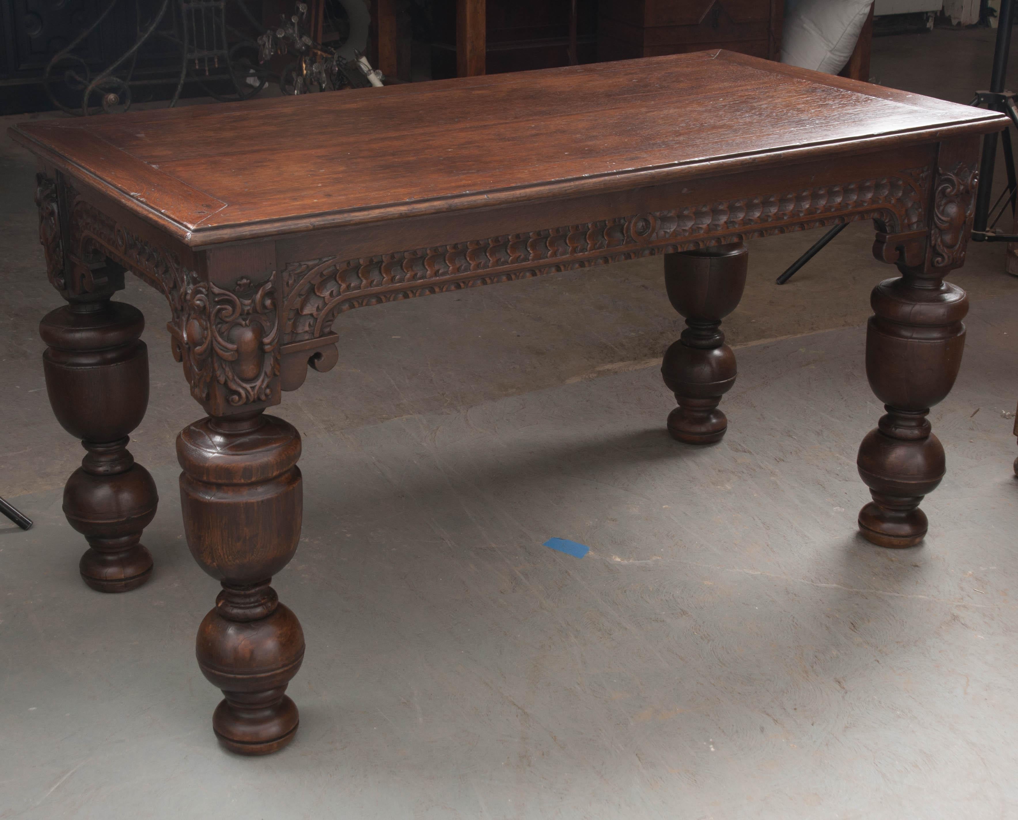 French 18th Century Hand Carved Oak Refectory Table 5