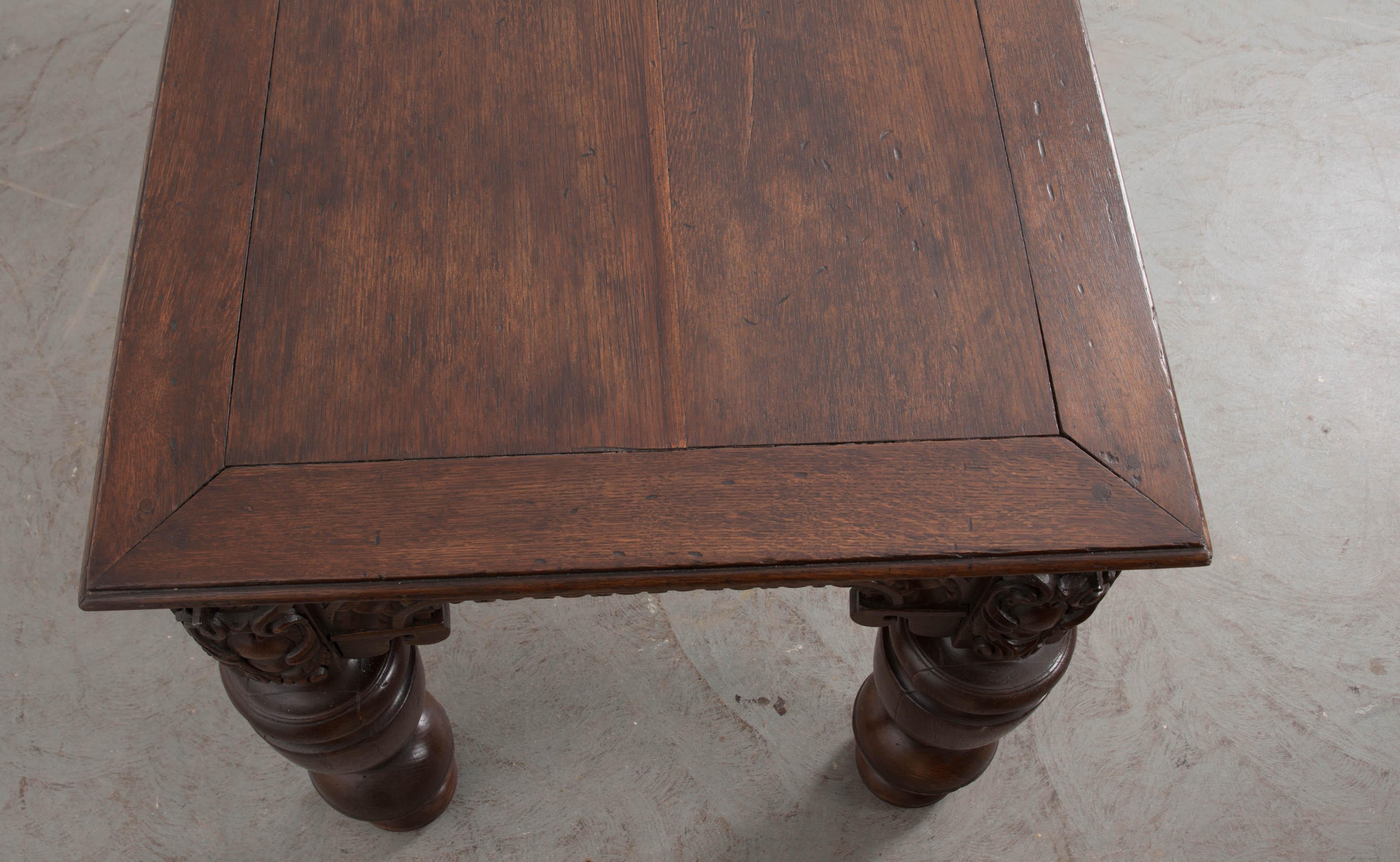 French 18th Century Hand Carved Oak Refectory Table 7
