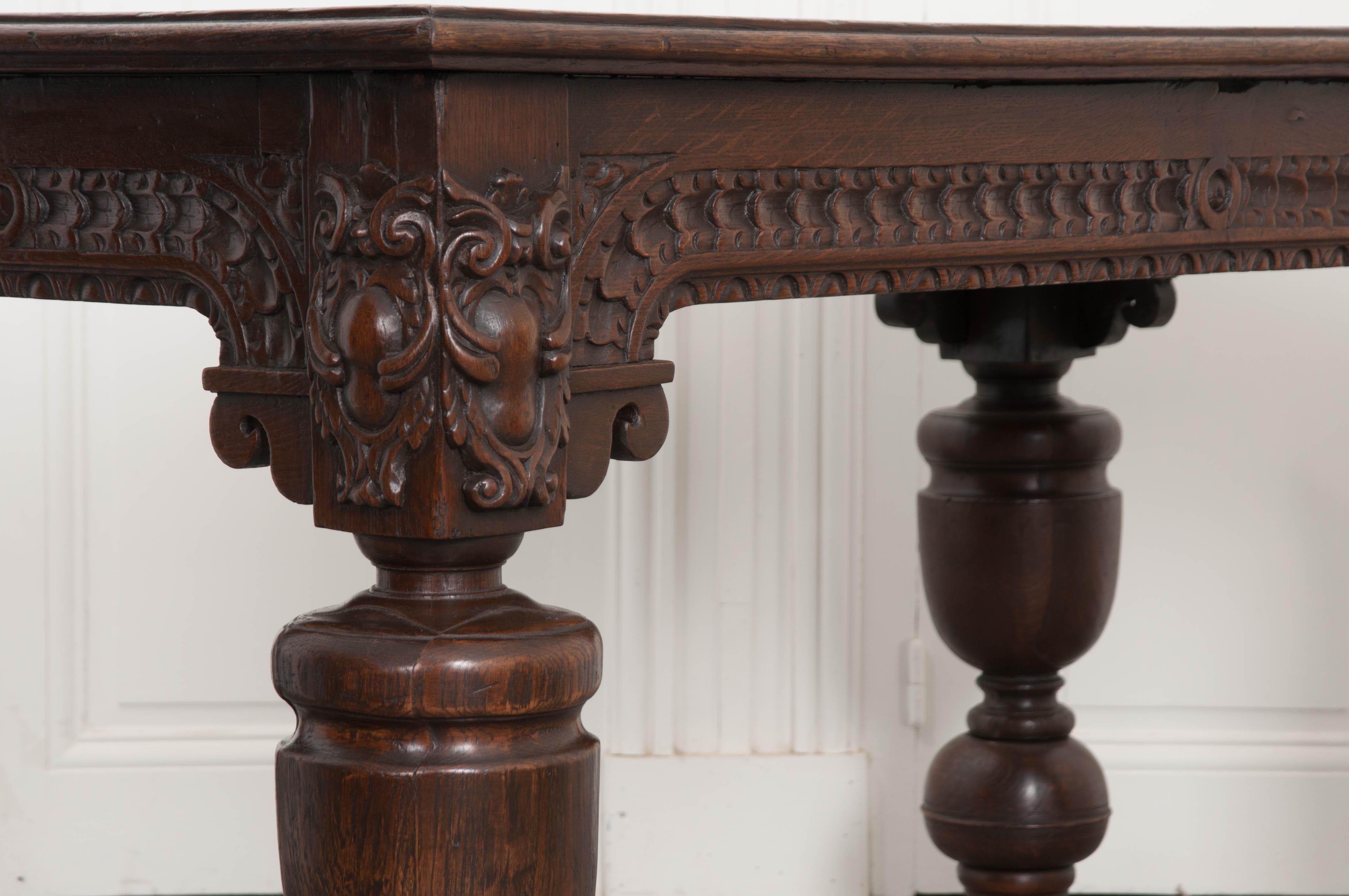 French 18th Century Hand Carved Oak Refectory Table In Good Condition In Baton Rouge, LA