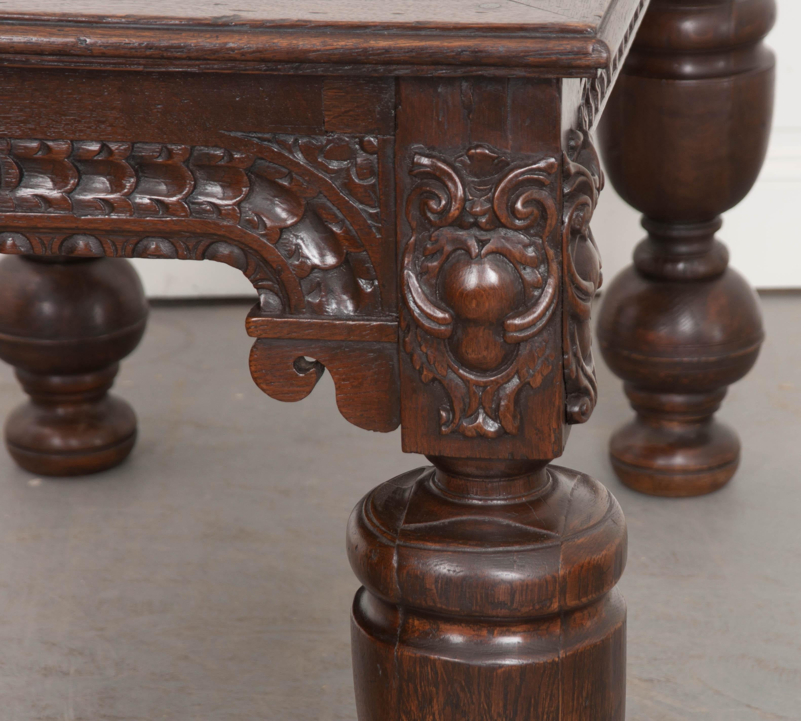 French 18th Century Hand Carved Oak Refectory Table 2