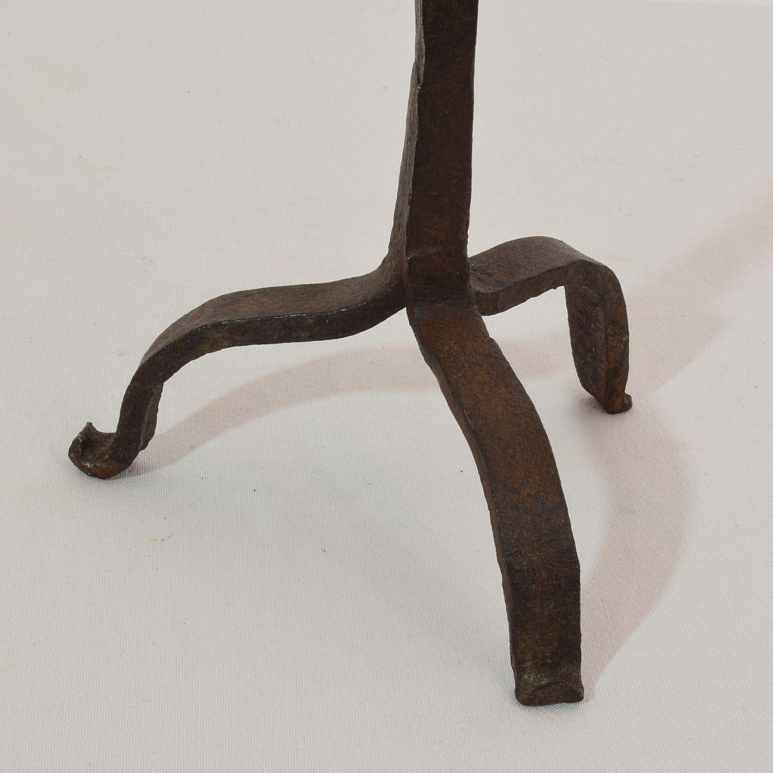 French 18th Century Hand Forged Iron Candleholder 4
