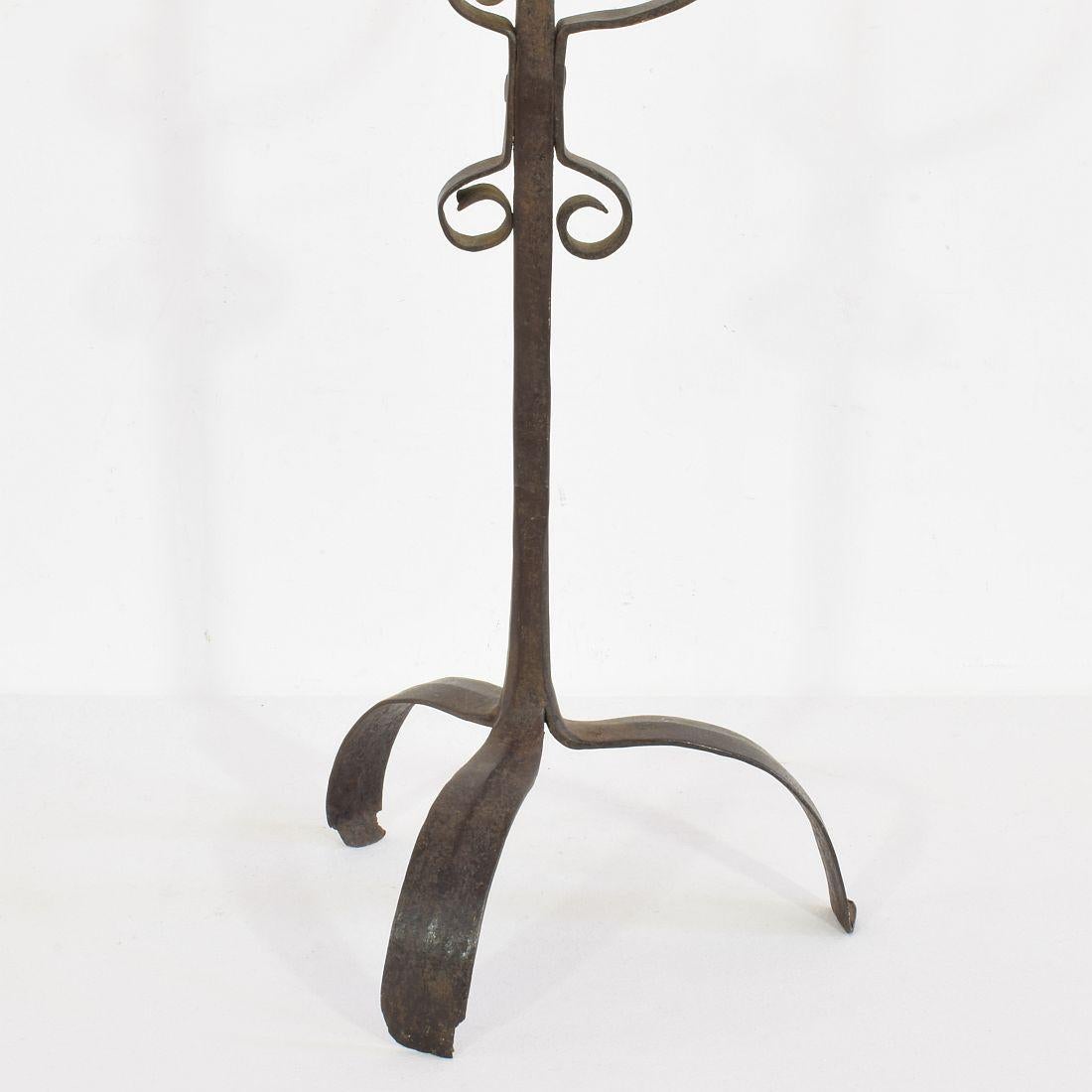 French 18th Century Hand Forged Iron Candleholder 4