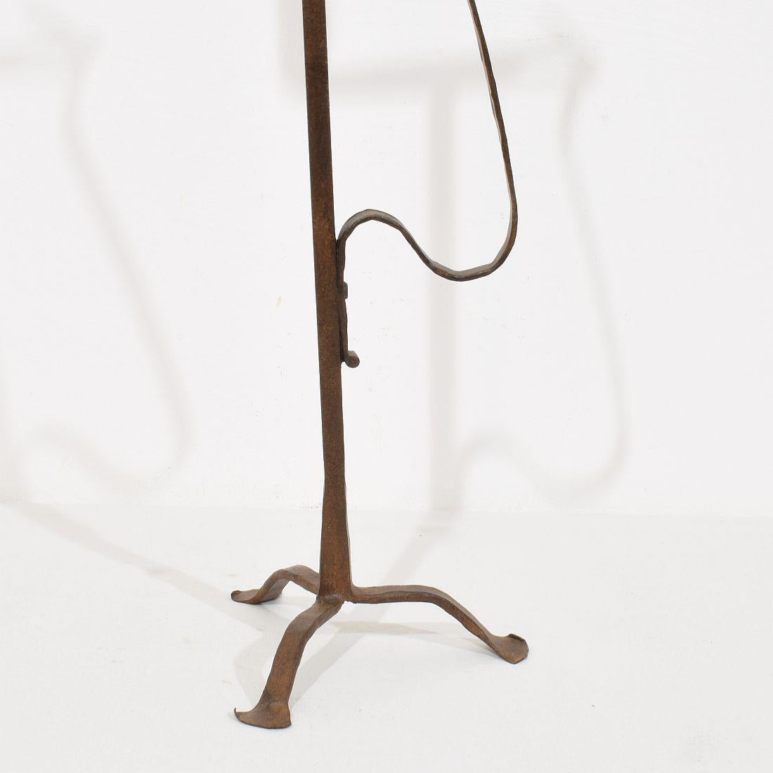 French 18th Century Hand Forged Iron Candleholder For Sale 6