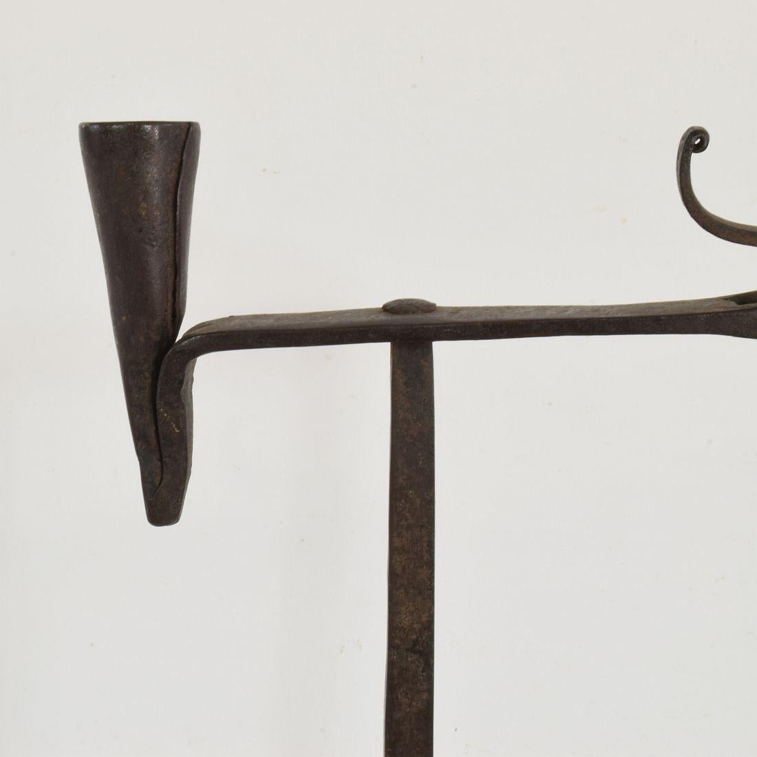 French 18th Century Hand Forged Iron Candleholder 6